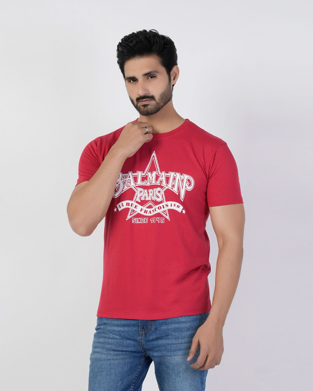 Men's Half Sleeves Round Neck Printed T-Shirt - Red, Men's T-Shirts & Polos, Chase Value, Chase Value