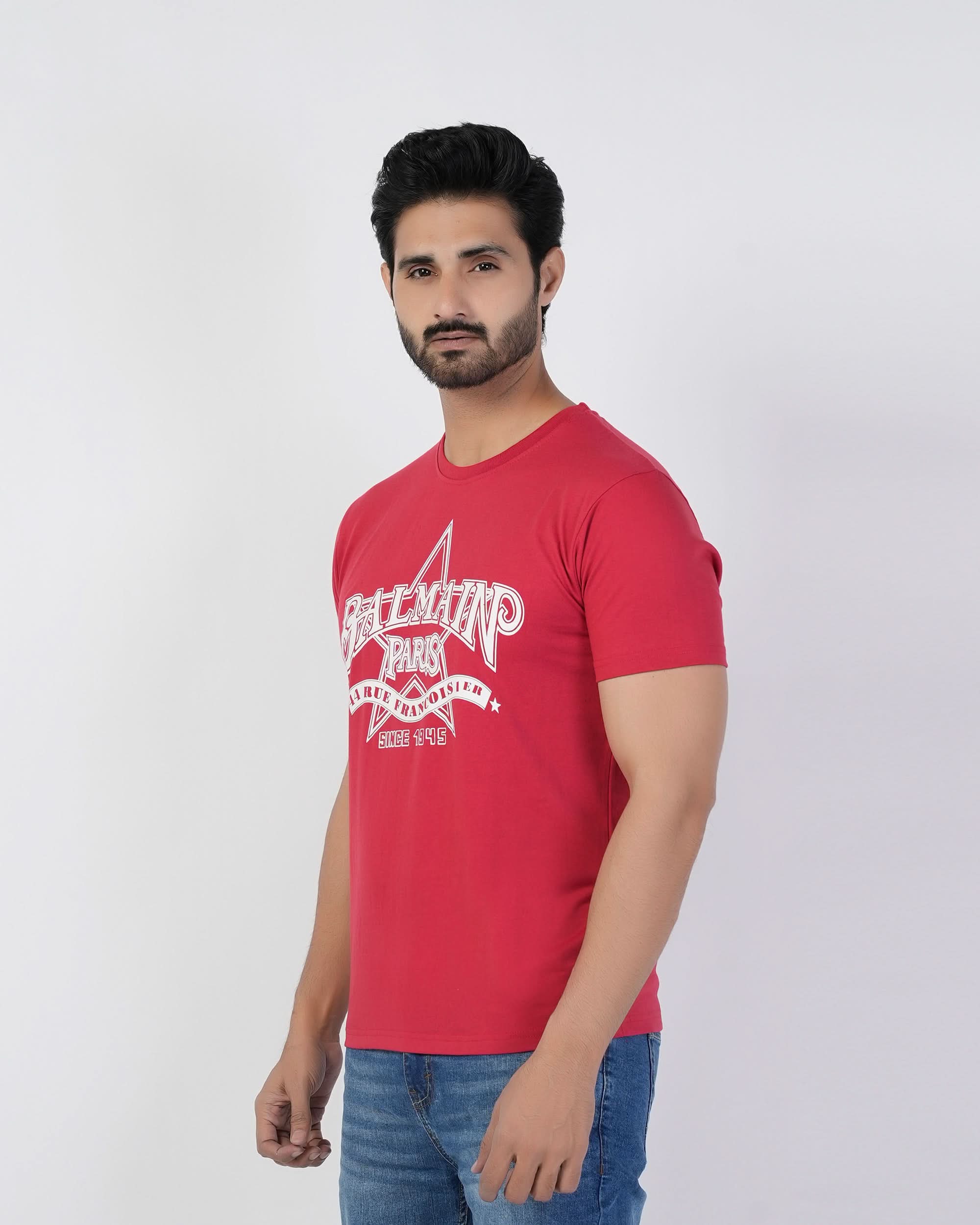 Men's Half Sleeves Round Neck Printed T-Shirt - Red, Men's T-Shirts & Polos, Chase Value, Chase Value