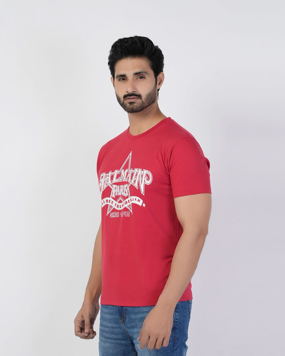 Men's Half Sleeves Round Neck Printed T-Shirt - Red, Men's T-Shirts & Polos, Chase Value, Chase Value