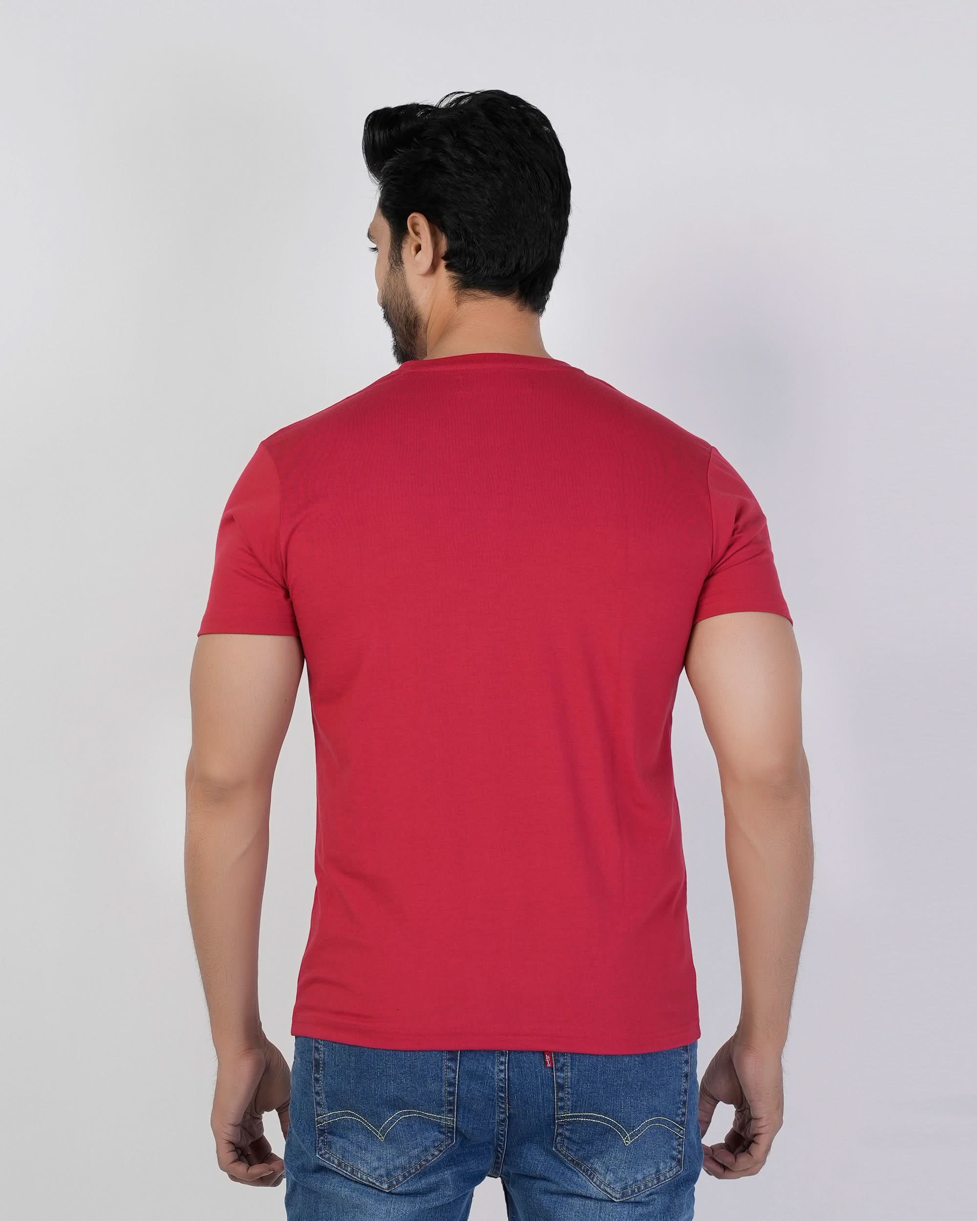 Men's Half Sleeves Round Neck Printed T-Shirt - Red, Men's T-Shirts & Polos, Chase Value, Chase Value
