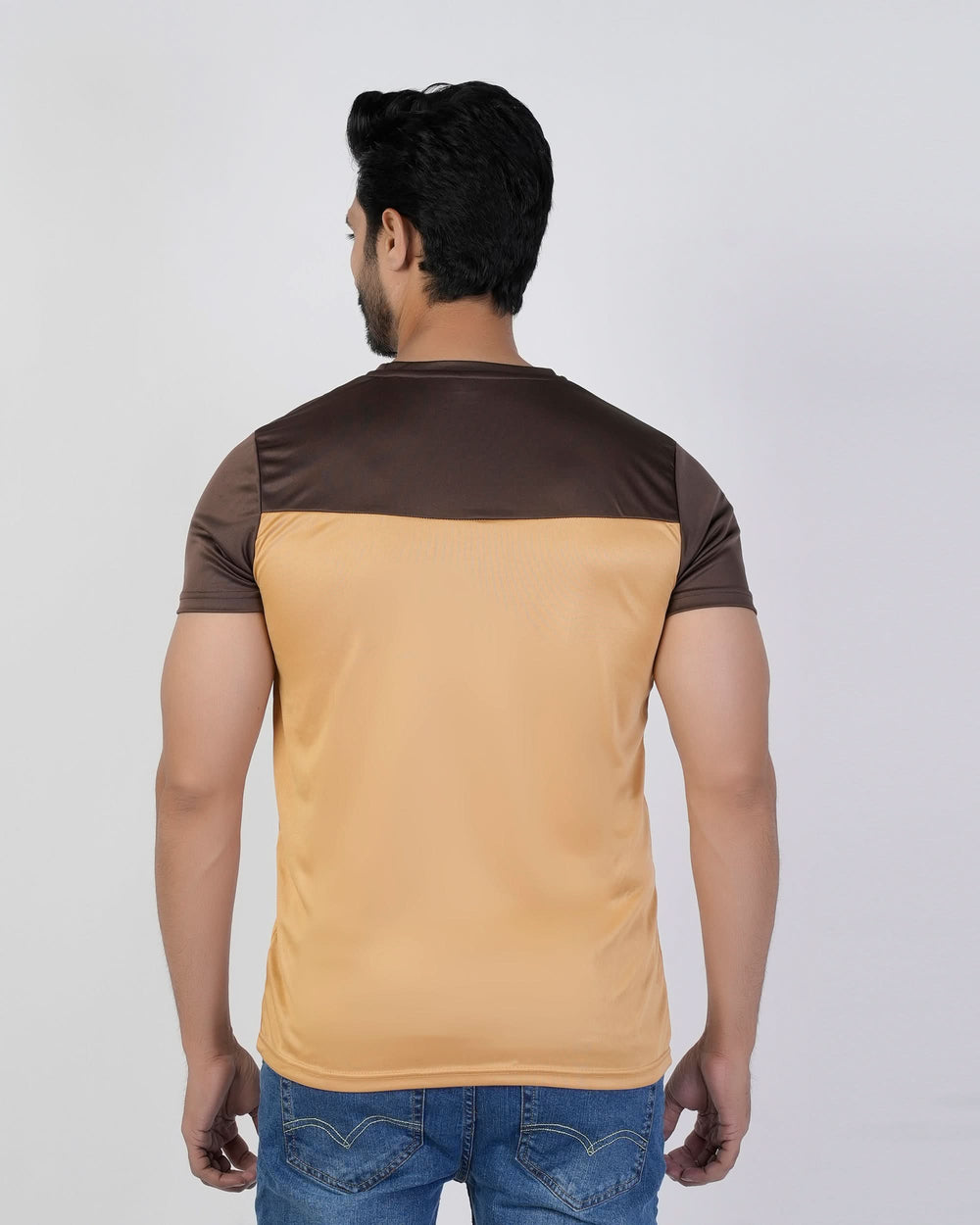 Men's Half Round Neck Half Sleeves T-Shirt - Dark Brown, Men's T-Shirts & Polos, Chase Value, Chase Value