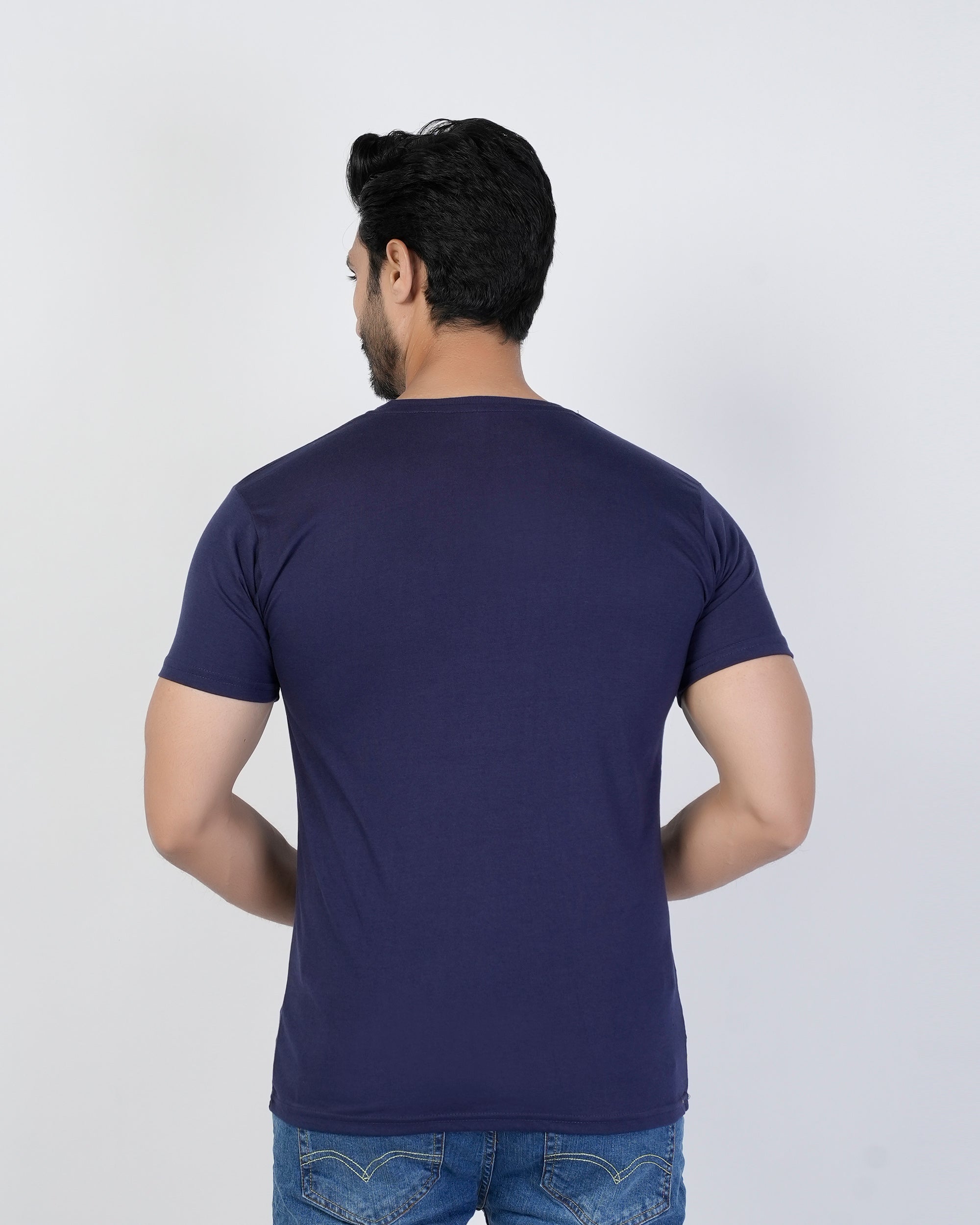Valuable Men's Half Sleeves Round Neck T-Shirt - Navy Blue, Men's T-Shirts & Polos, Chase Value, Chase Value
