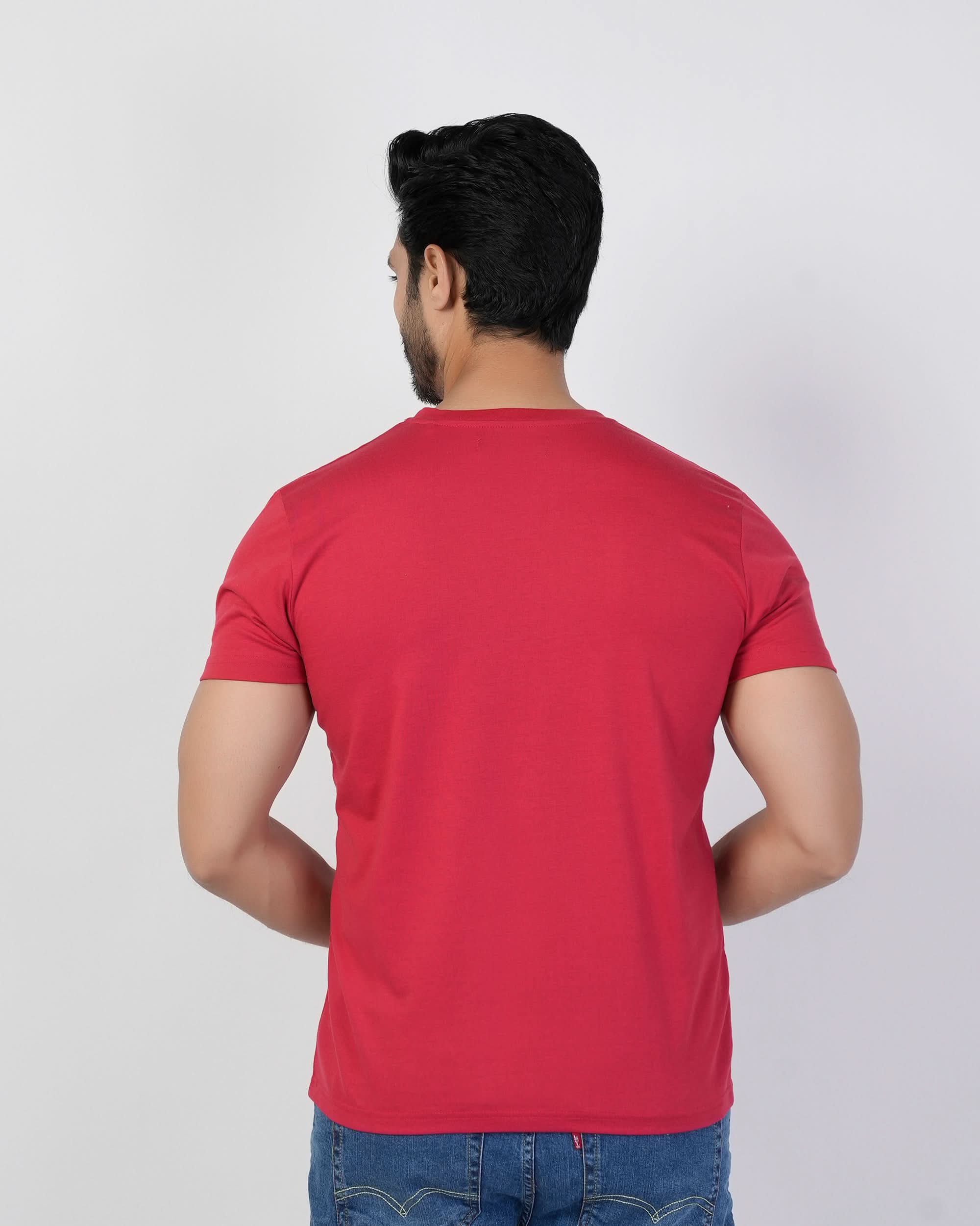 Men's Half Sleeves Round Neck Printed T-Shirt - Red, Men's T-Shirts & Polos, Chase Value, Chase Value