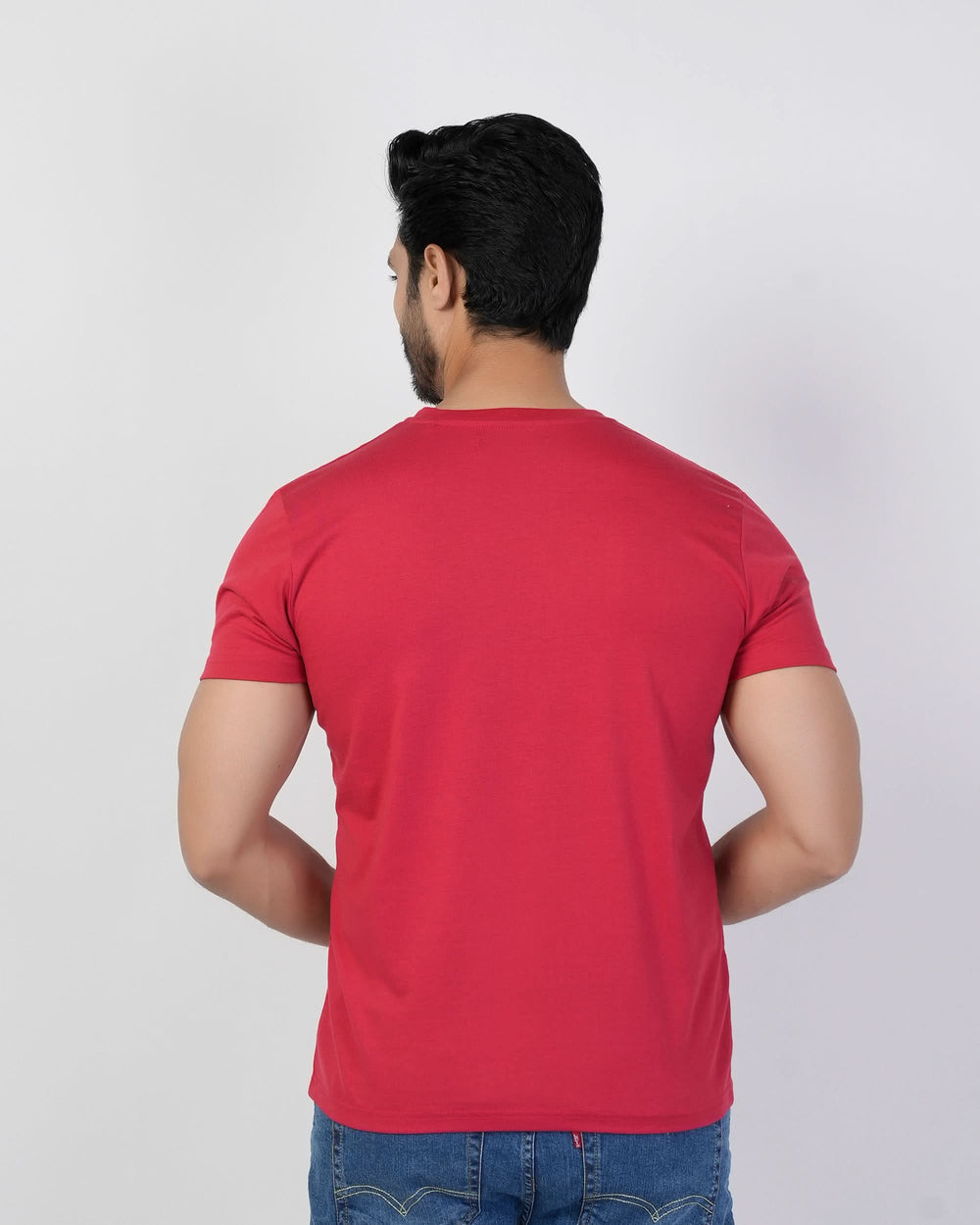 Men's Half Sleeves Round Neck Printed T-Shirt - Red, Men's T-Shirts & Polos, Chase Value, Chase Value