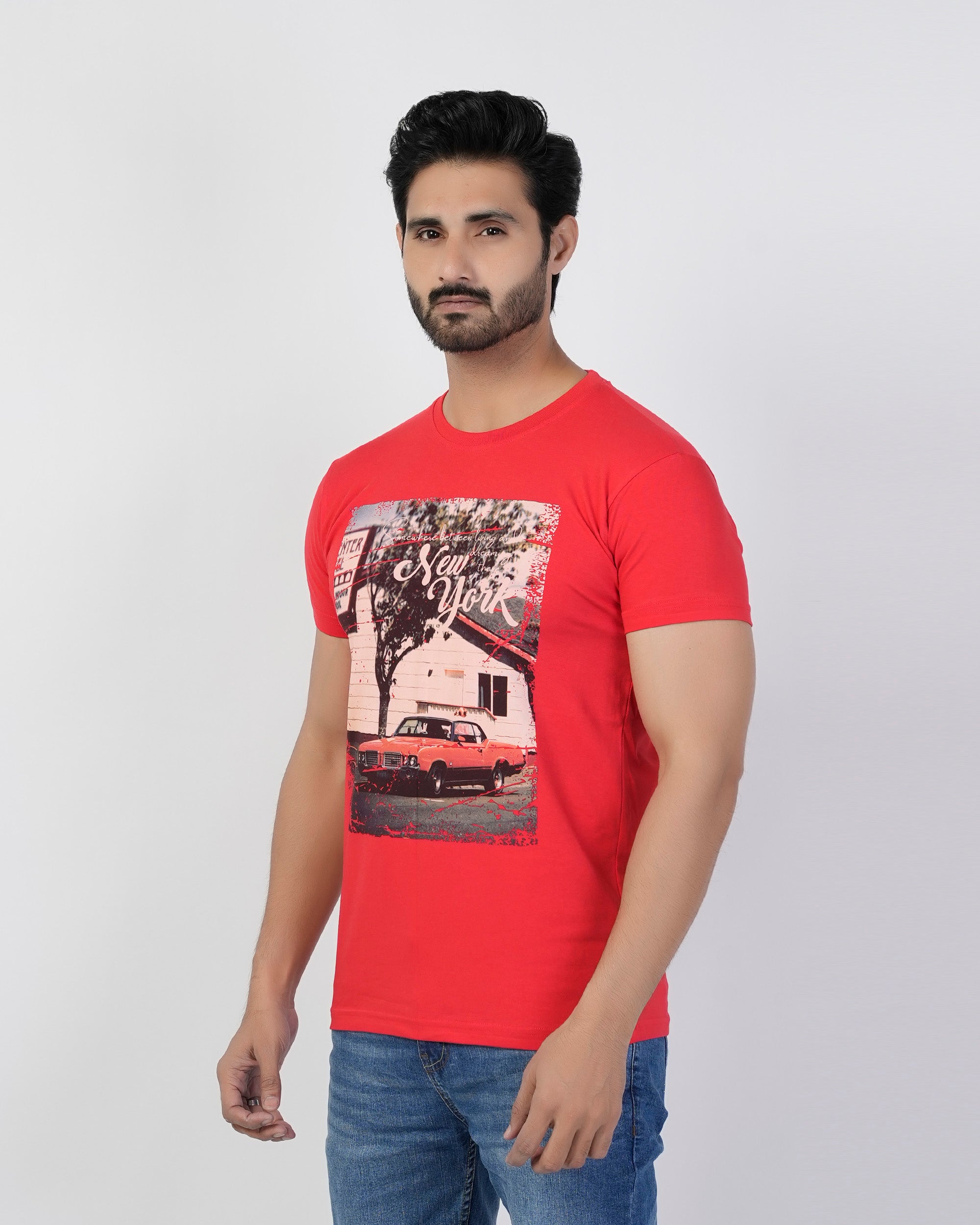 Men's Half Sleeves Digital Print T-Shirt - Red, Men's T-Shirts & Polos, Chase Value, Chase Value