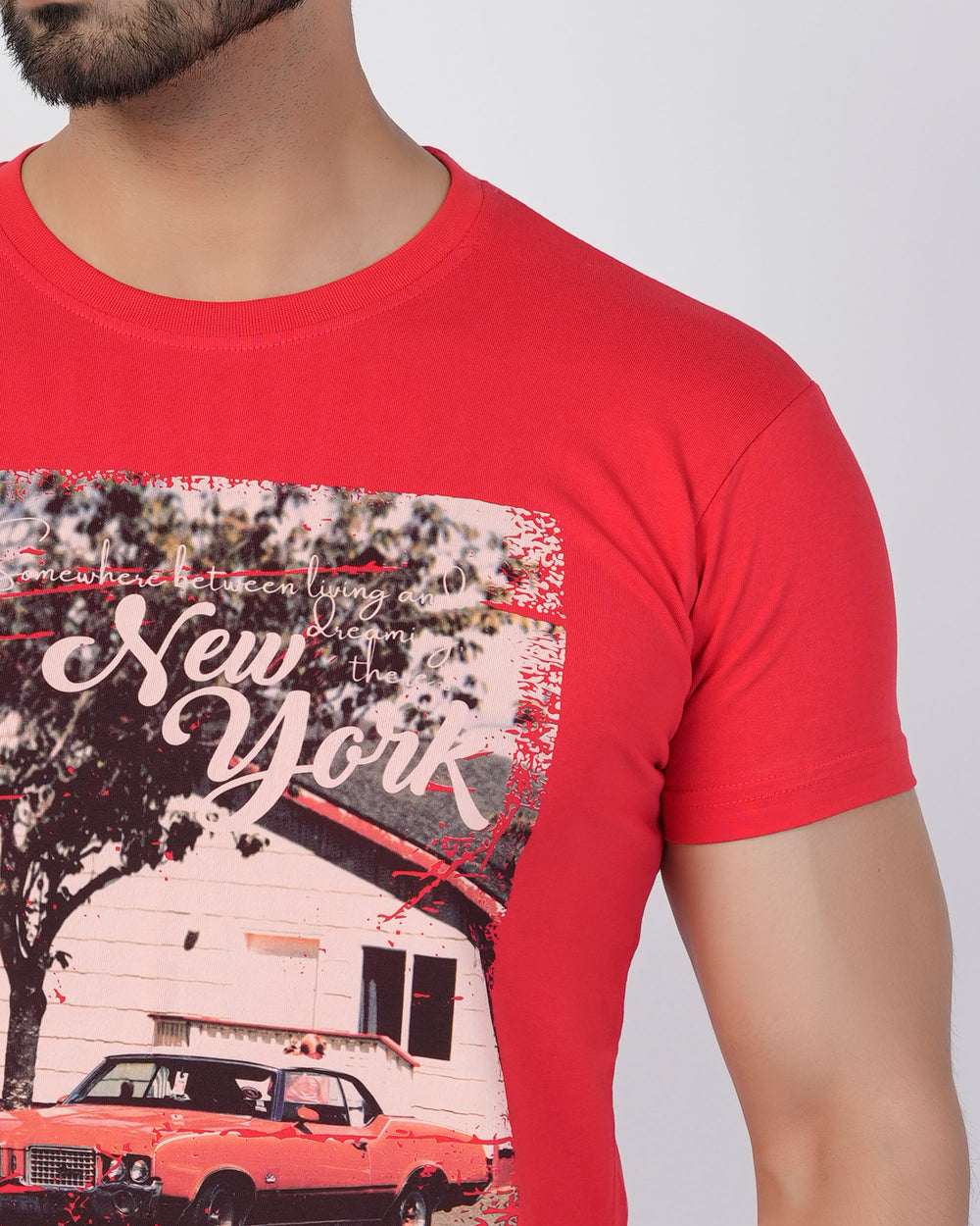 Men's Half Sleeves Digital Print T-Shirt - Red, Men's T-Shirts & Polos, Chase Value, Chase Value