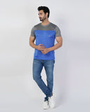 Men's Half Round Neck Half Sleeves T-Shirt - Blue, Men's T-Shirts & Polos, Chase Value, Chase Value