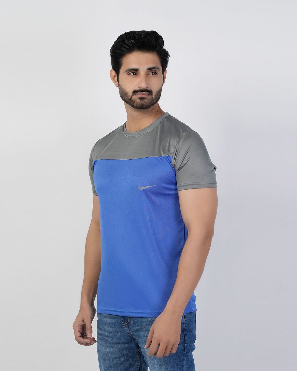 Men's Half Round Neck Half Sleeves T-Shirt - Blue, Men's T-Shirts & Polos, Chase Value, Chase Value