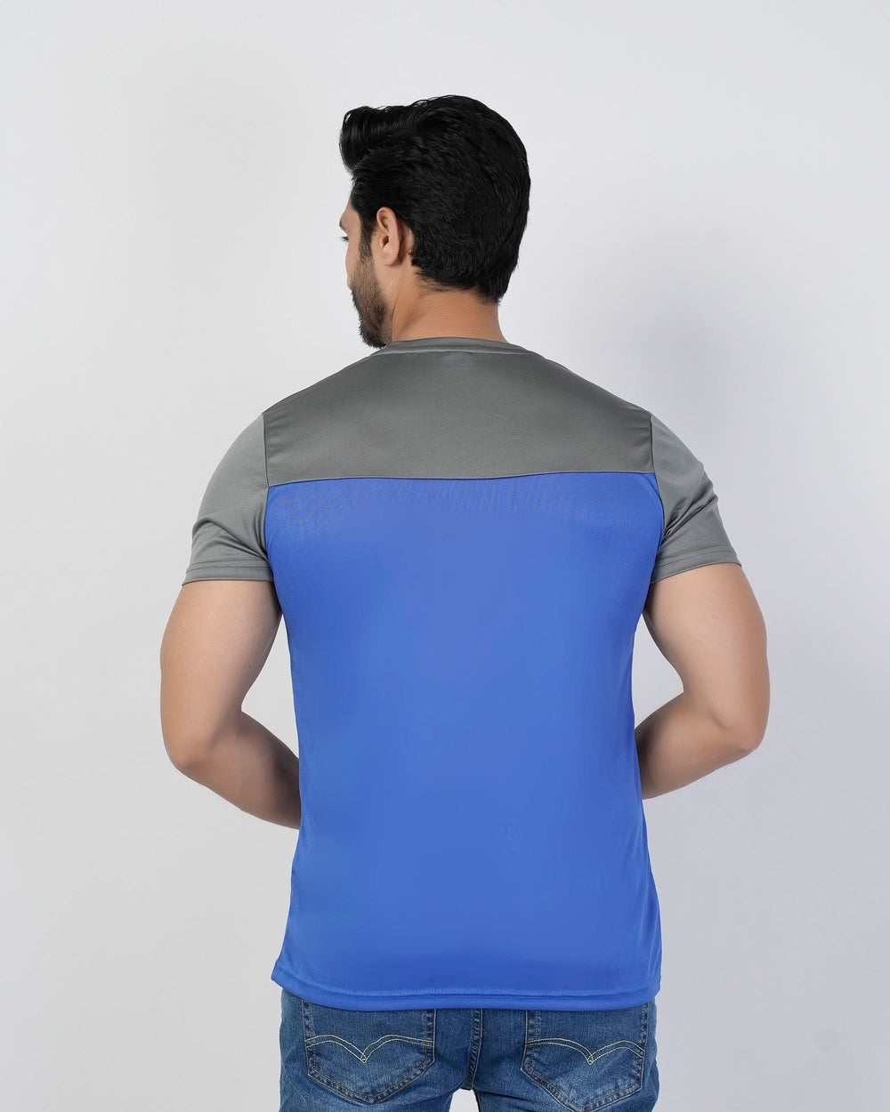 Men's Half Round Neck Half Sleeves T-Shirt - Blue, Men's T-Shirts & Polos, Chase Value, Chase Value
