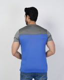 Men's Half Round Neck Half Sleeves T-Shirt - Blue, Men's T-Shirts & Polos, Chase Value, Chase Value