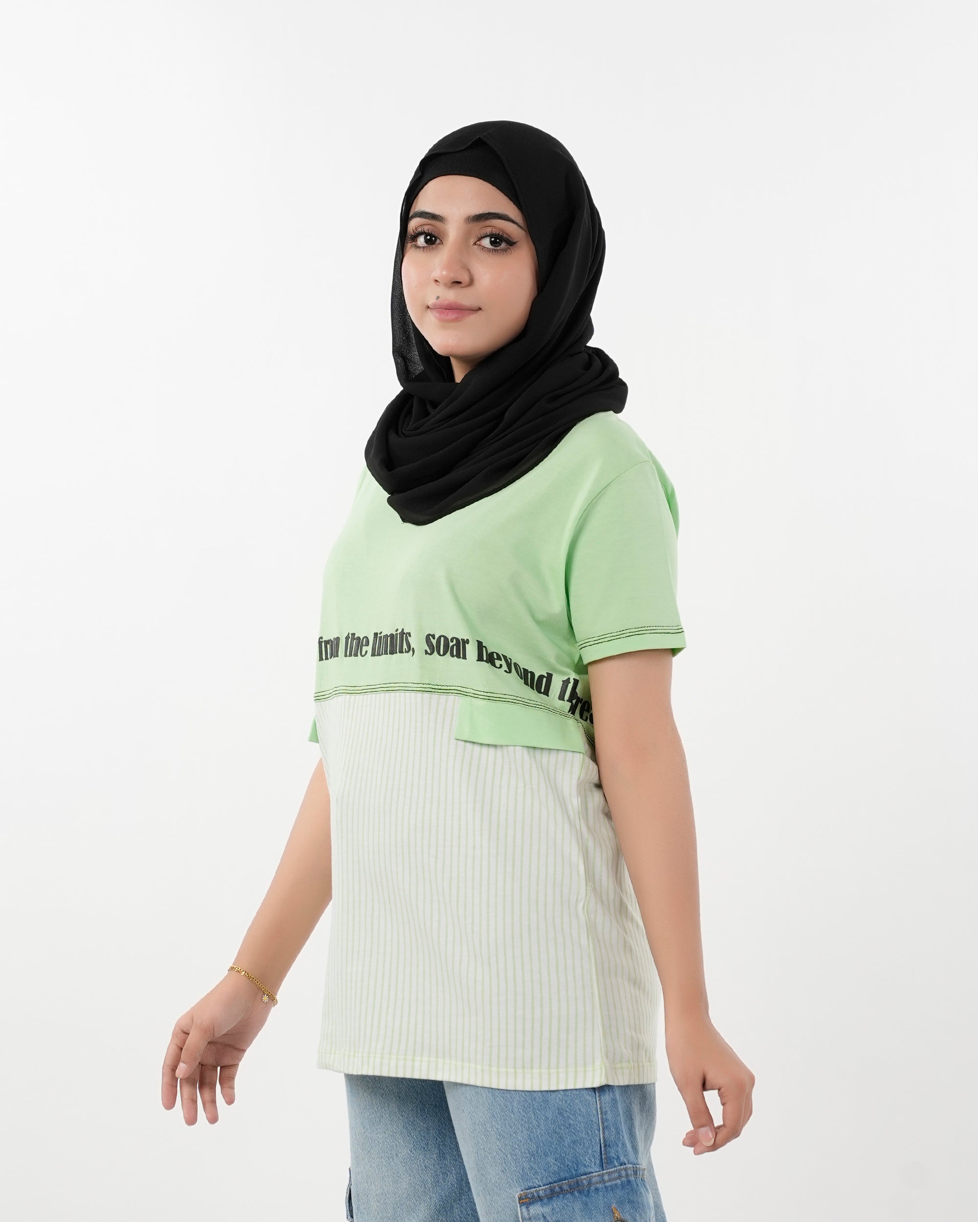 Eminent Women's Half Sleeves Printed T-Shirt - Green, Women T-Shirts & Tops, Eminent, Chase Value