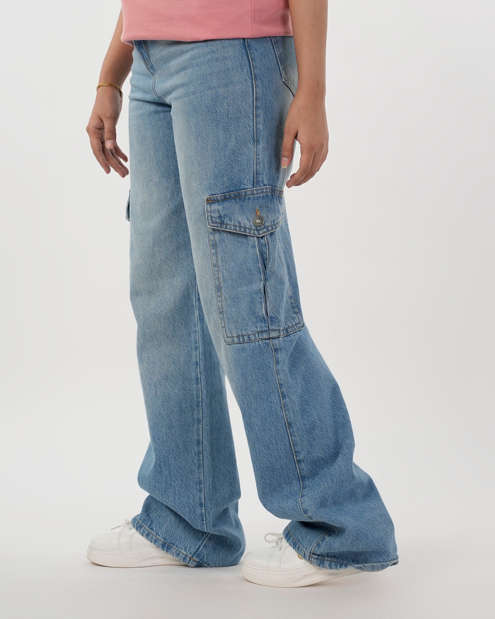 Eminent Women's Straight Cargo Denim Pant - Light Blue, Women Pants & Tights, Eminent, Chase Value