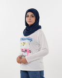 Women's Full Sleeves Printed T-Shirt - White, Women T-Shirts & Tops, Chase Value, Chase Value