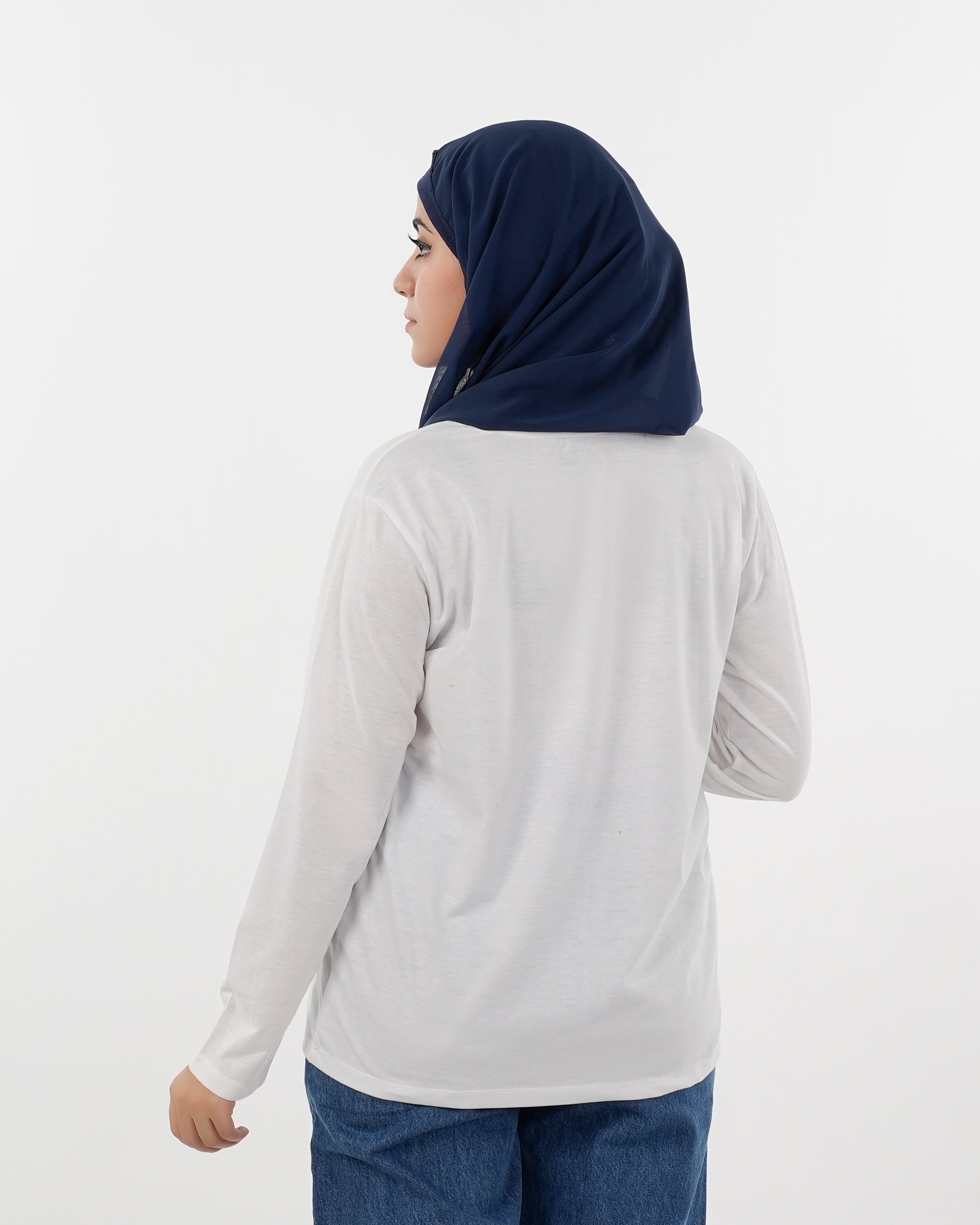 Women's Full Sleeves Printed T-Shirt - White, Women T-Shirts & Tops, Chase Value, Chase Value