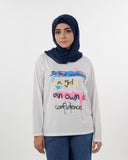 Women's Full Sleeves Printed T-Shirt - White, Women T-Shirts & Tops, Chase Value, Chase Value