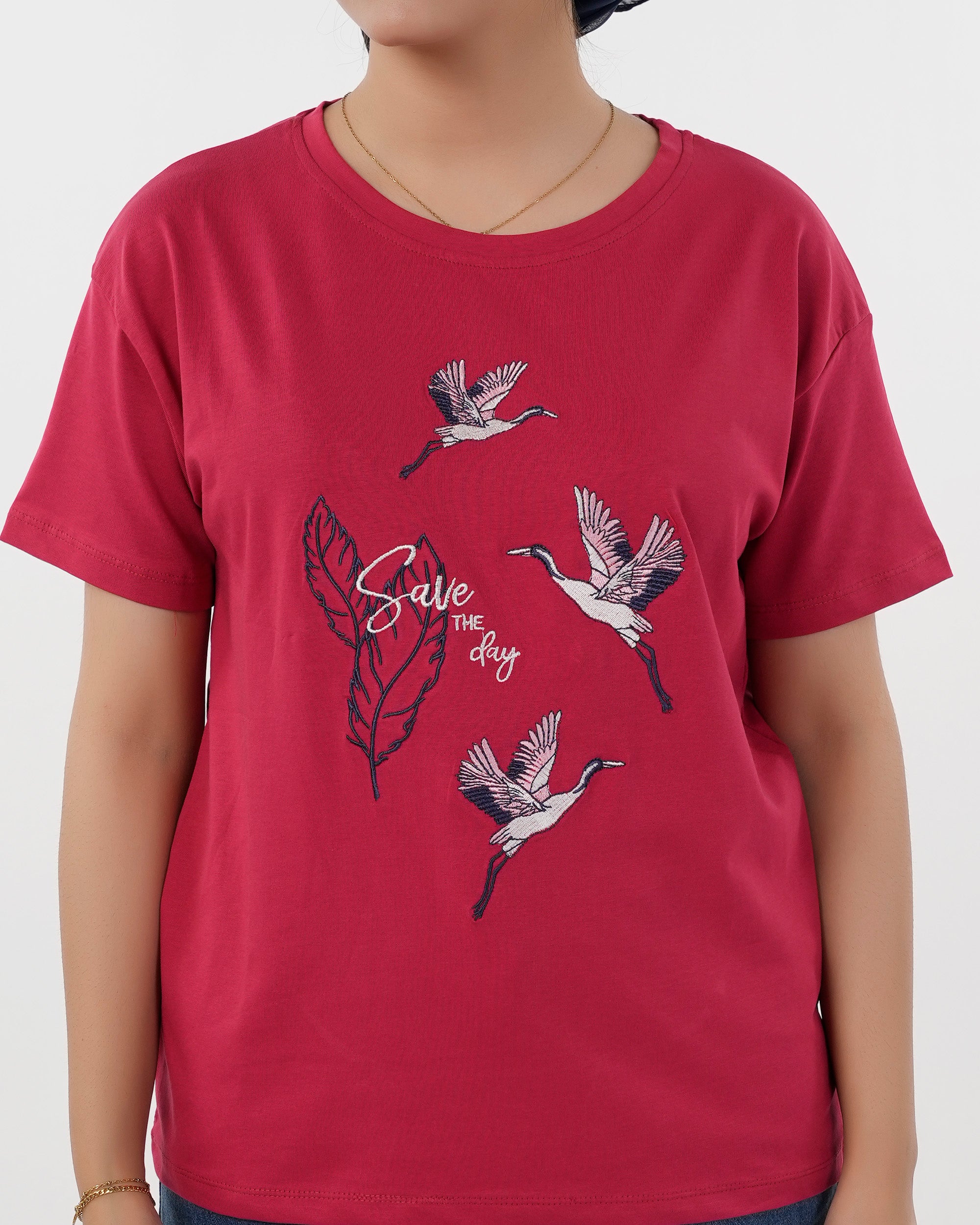 Eminent Women Printed Half Sleeves T-Shirt - Samba Red, Women T-Shirts & Tops, Eminent, Chase Value