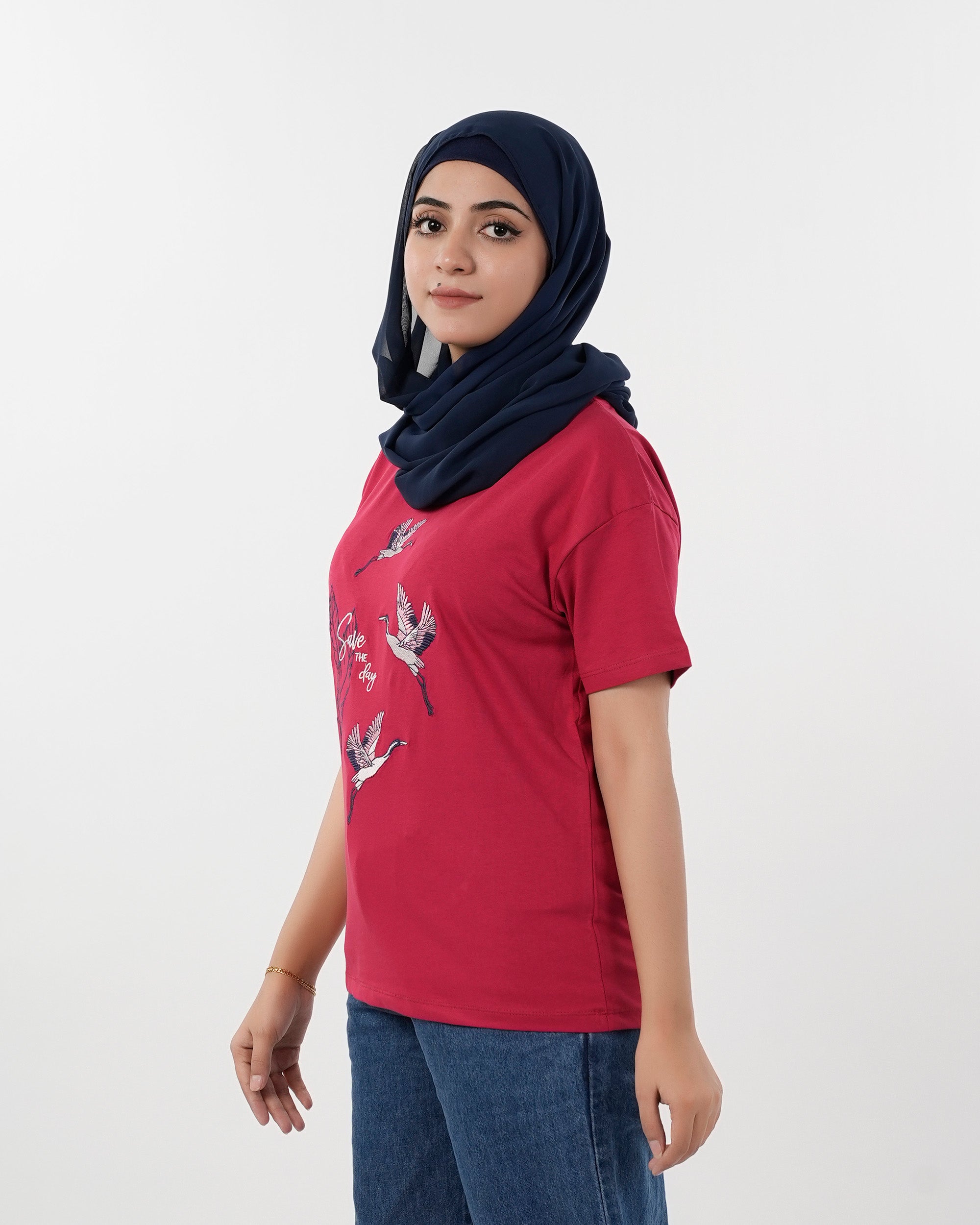 Eminent Women Printed Half Sleeves T-Shirt - Samba Red, Women T-Shirts & Tops, Eminent, Chase Value