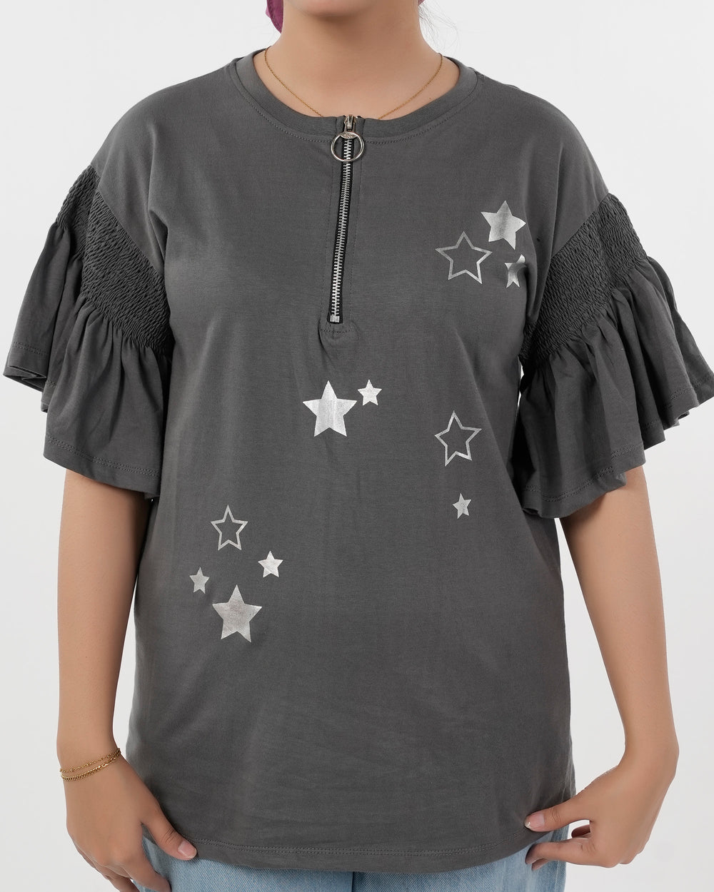 Eminent Women's Half Sleeves Printed T-Shirt - Steel Grey, Women T-Shirts & Tops, Eminent, Chase Value