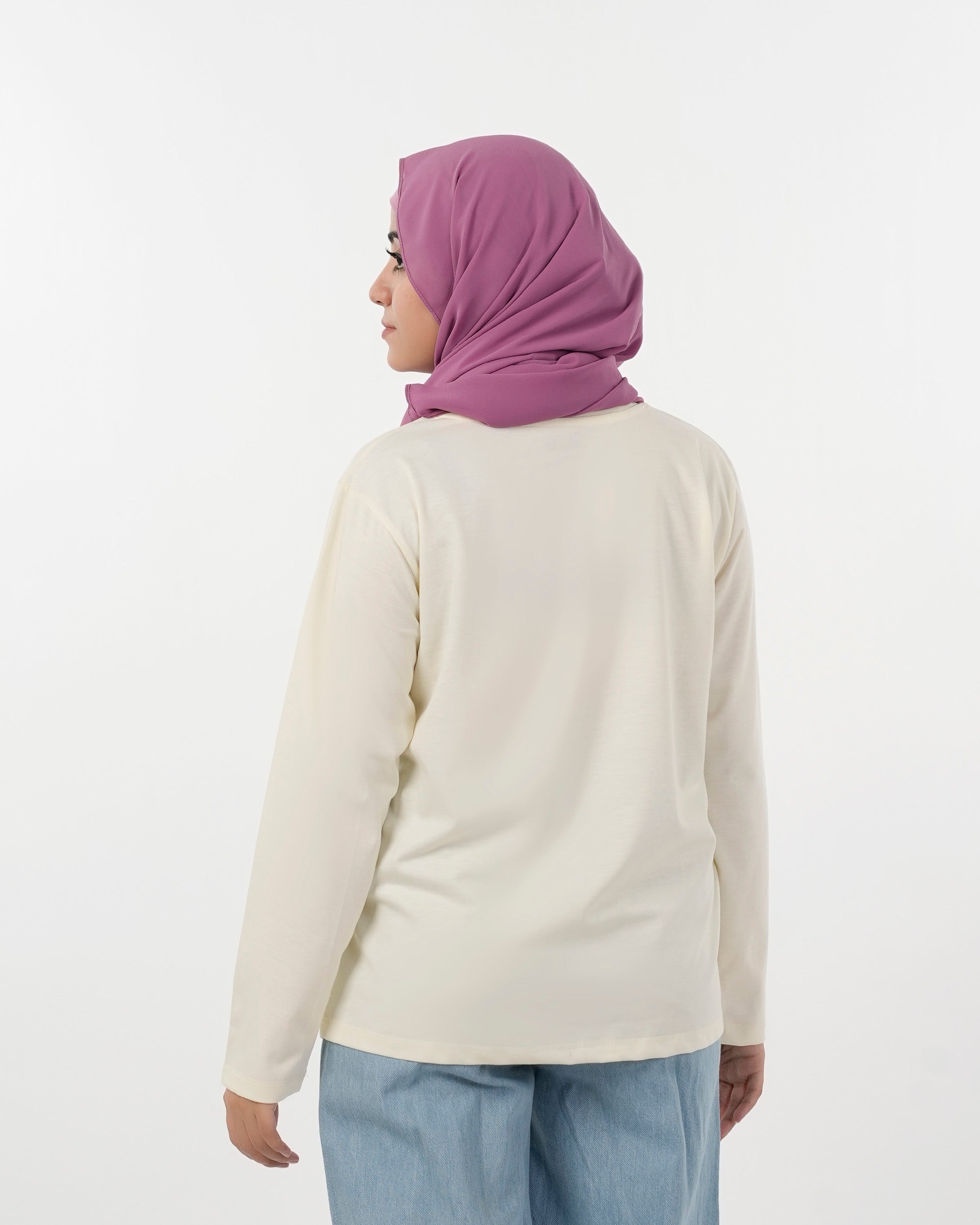 Women's Full Sleeves Printed T-Shirt - Cream, Women T-Shirts & Tops, Chase Value, Chase Value