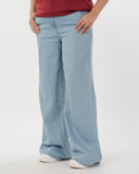 Women's Flared Denim With Belt - Ice Blue, Women Pants & Tights, Chase Value, Chase Value