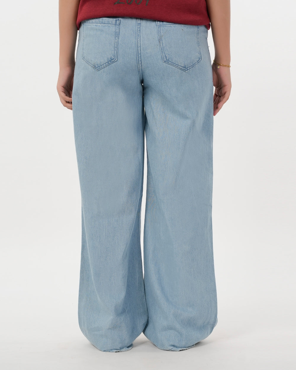 Women's Flared Denim With Belt - Ice Blue, Women Pants & Tights, Chase Value, Chase Value