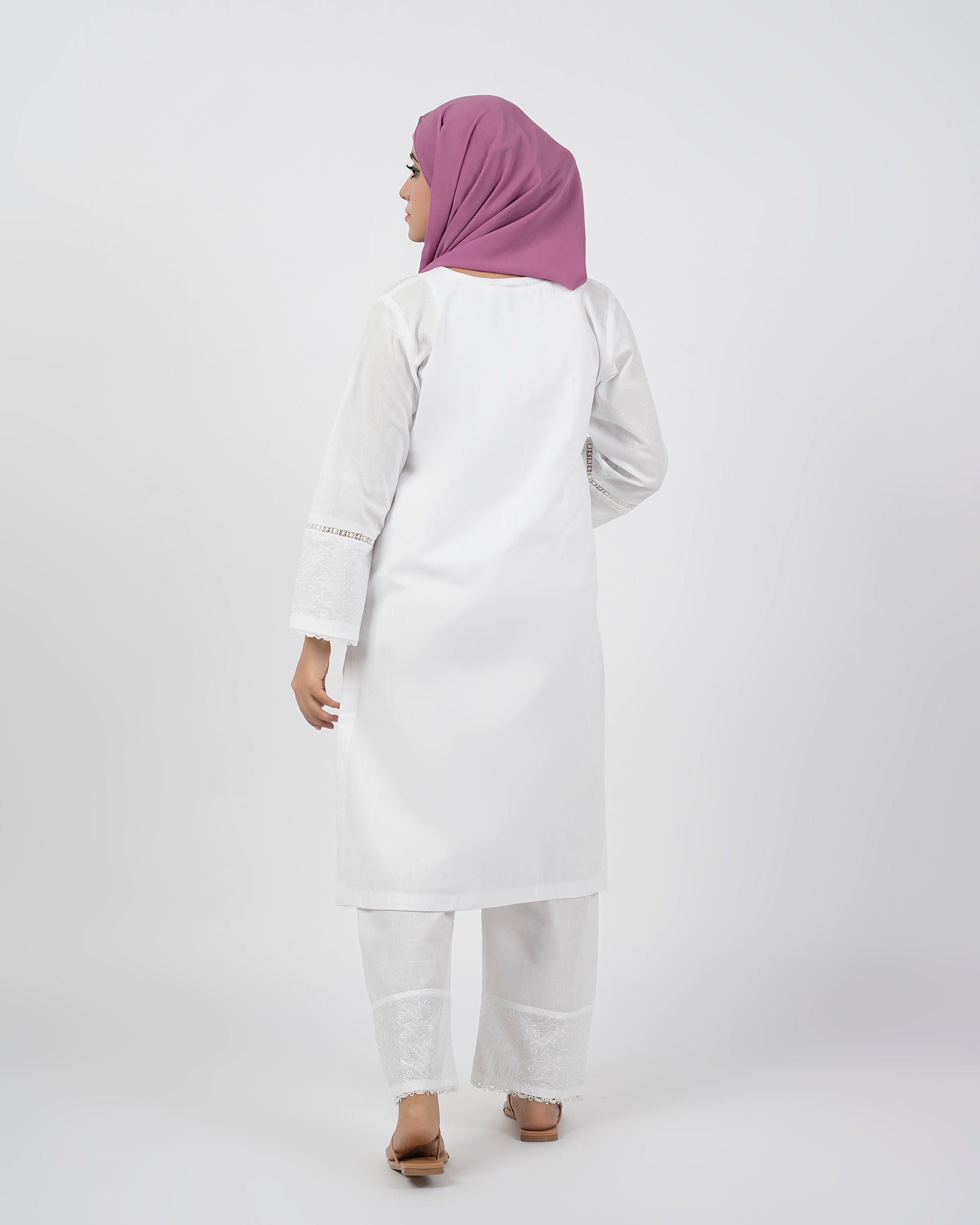 Valuable Women’s Chikan Kari Suit – 2-Piece Embroidered Outfit - White, Women Shalwar Suits, Chase Value, Chase Value