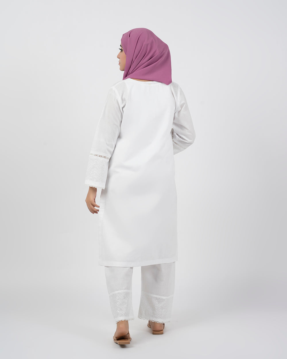 Valuable Women’s Chikan Kari Suit – 2-Piece Embroidered Outfit - White, Women Shalwar Suits, Chase Value, Chase Value