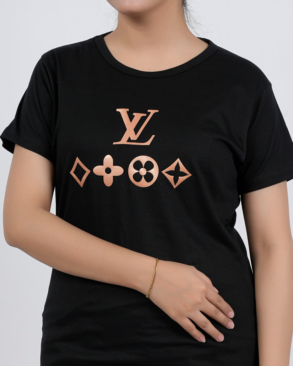 Women's Printed Half Sleeves T-Shirt - Black, Women T-Shirts & Tops, Chase Value, Chase Value