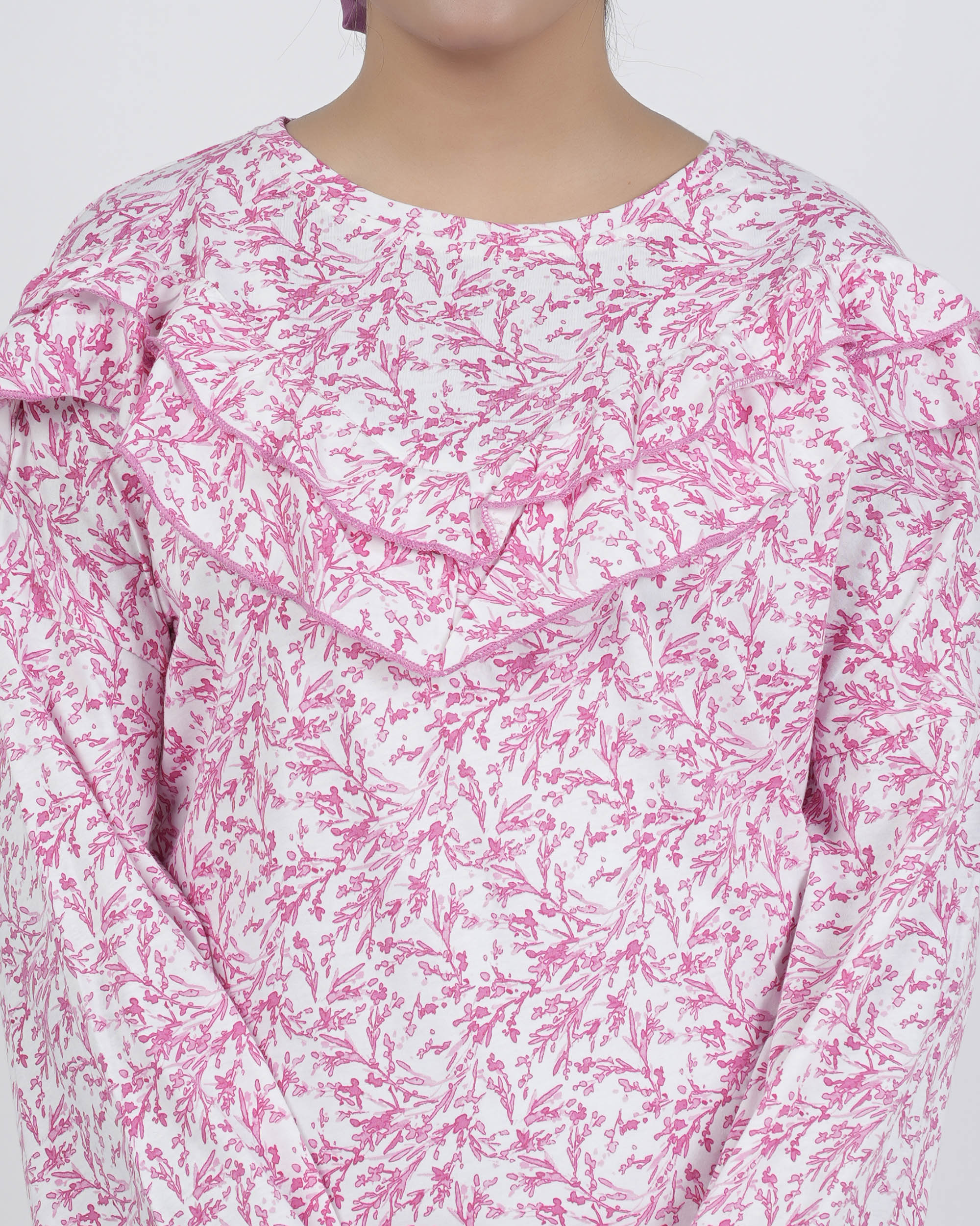 Eminent Women's Bermuda Frill Top - White & Pink, Women T-Shirts & Tops, Eminent, Chase Value