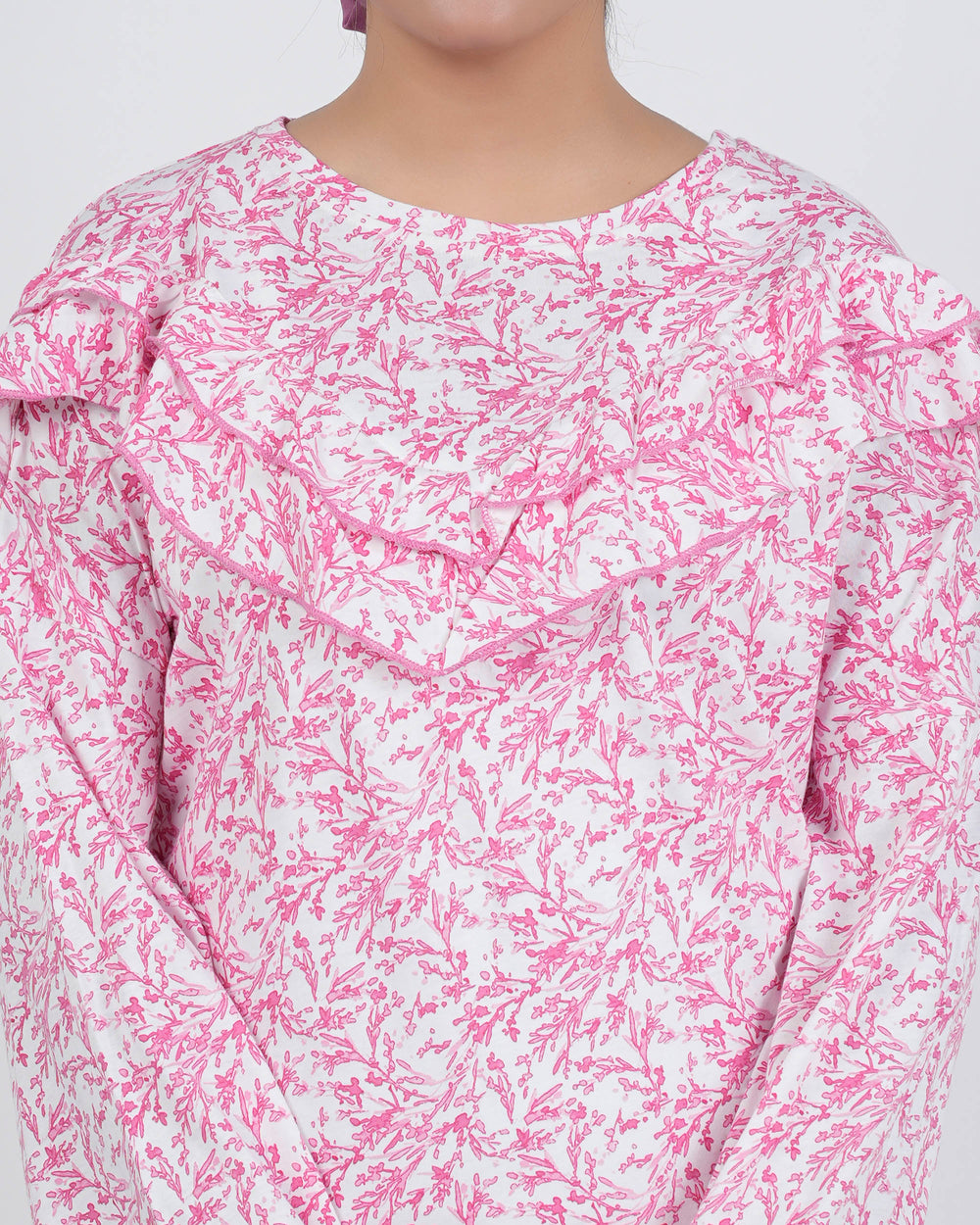 Eminent Women's Bermuda Frill Top - White & Pink, Women T-Shirts & Tops, Eminent, Chase Value