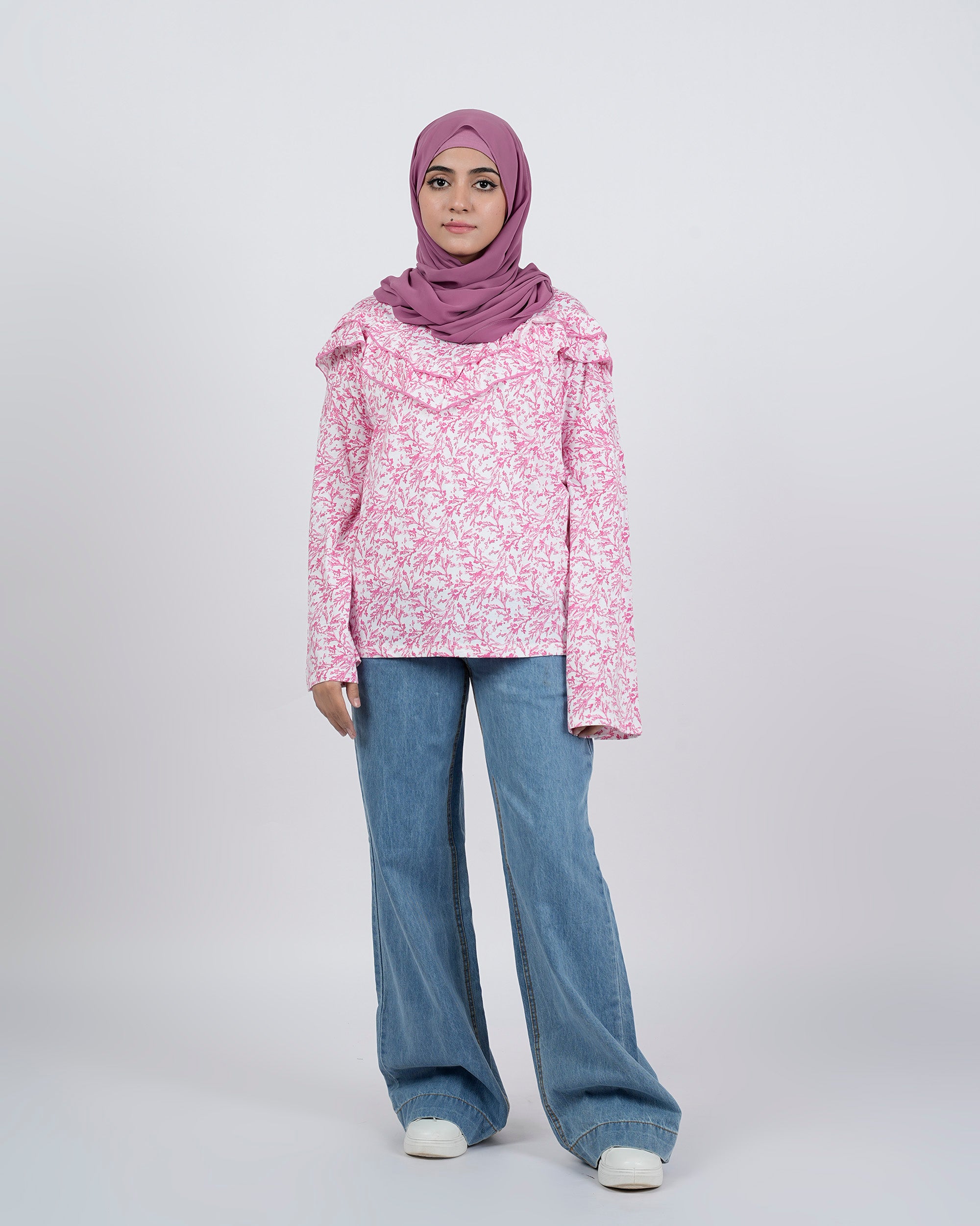 Eminent Women's Bermuda Frill Top - White & Pink, Women T-Shirts & Tops, Eminent, Chase Value