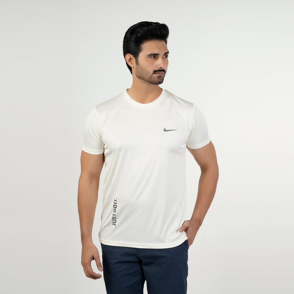 Men's Half Sleeves Round Neck T-Shirt - Cream, Men's T-Shirts & Polos, Chase Value, Chase Value