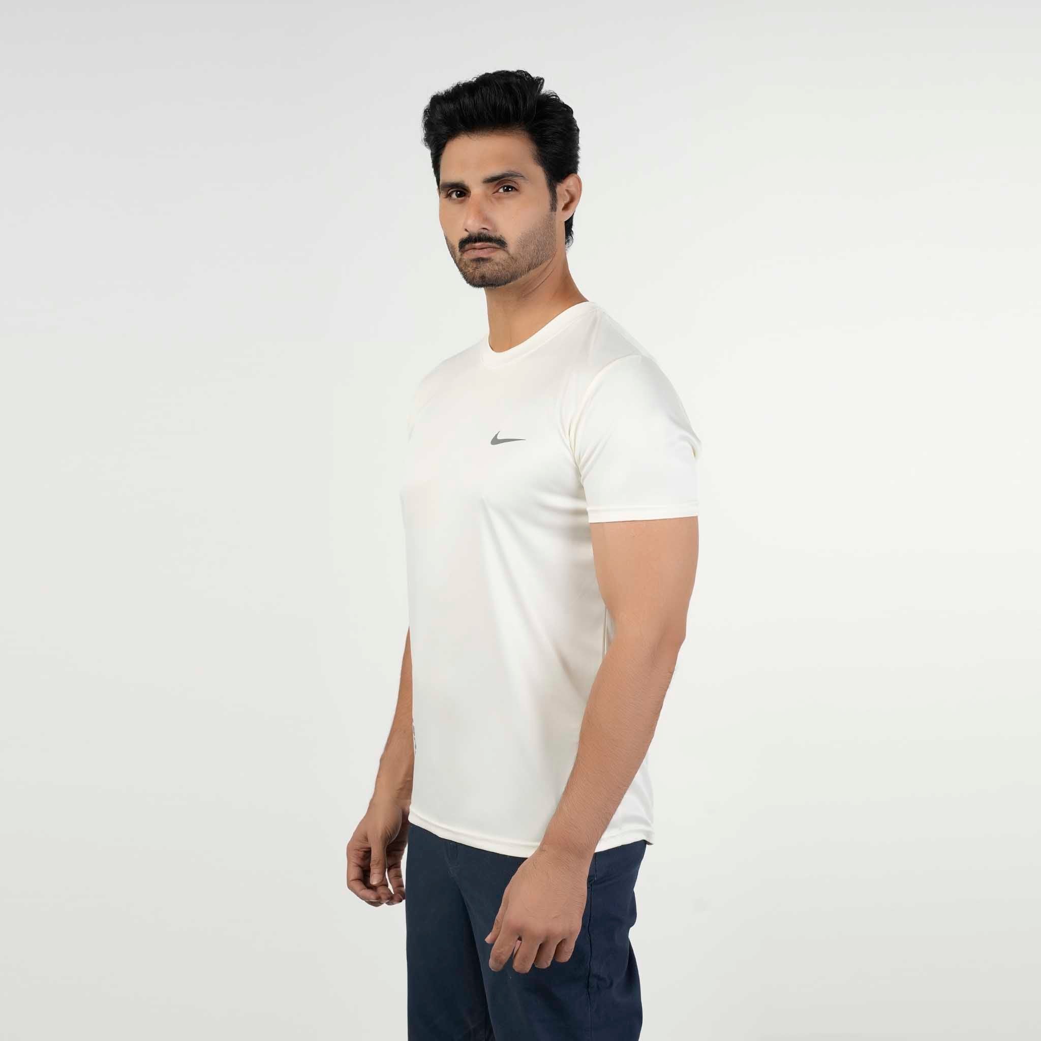 Men's Half Sleeves Round Neck T-Shirt - Cream, Men's T-Shirts & Polos, Chase Value, Chase Value