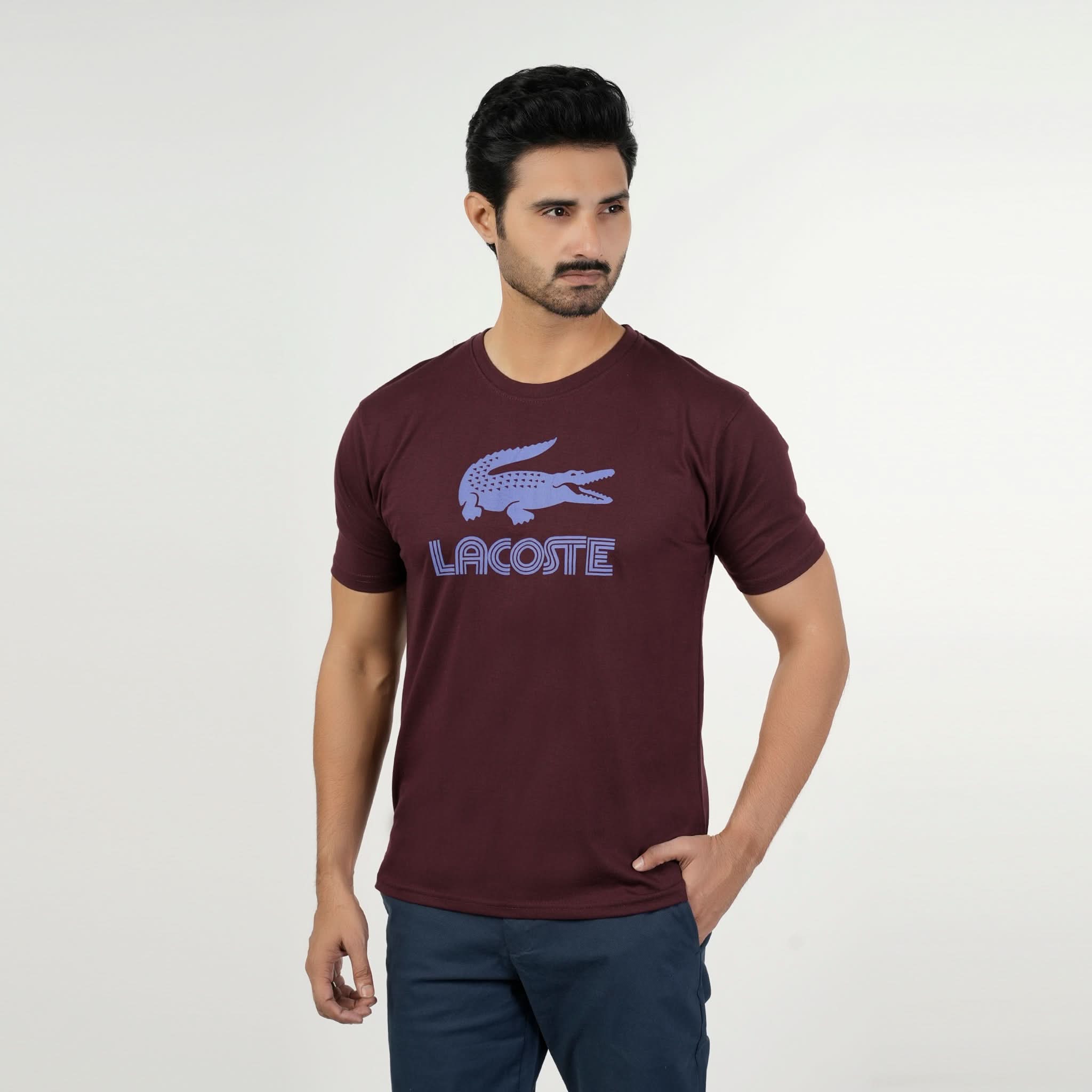 Men's Half Sleeves Round Neck Printed T-Shirt - Maroon, Men's T-Shirts & Polos, Chase Value, Chase Value