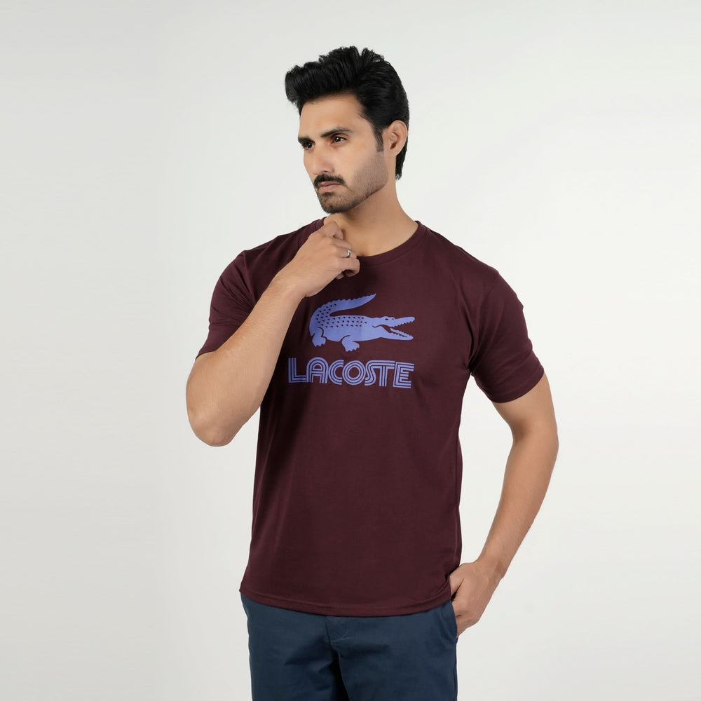 Men's Half Sleeves Round Neck Printed T-Shirt - Maroon, Men's T-Shirts & Polos, Chase Value, Chase Value