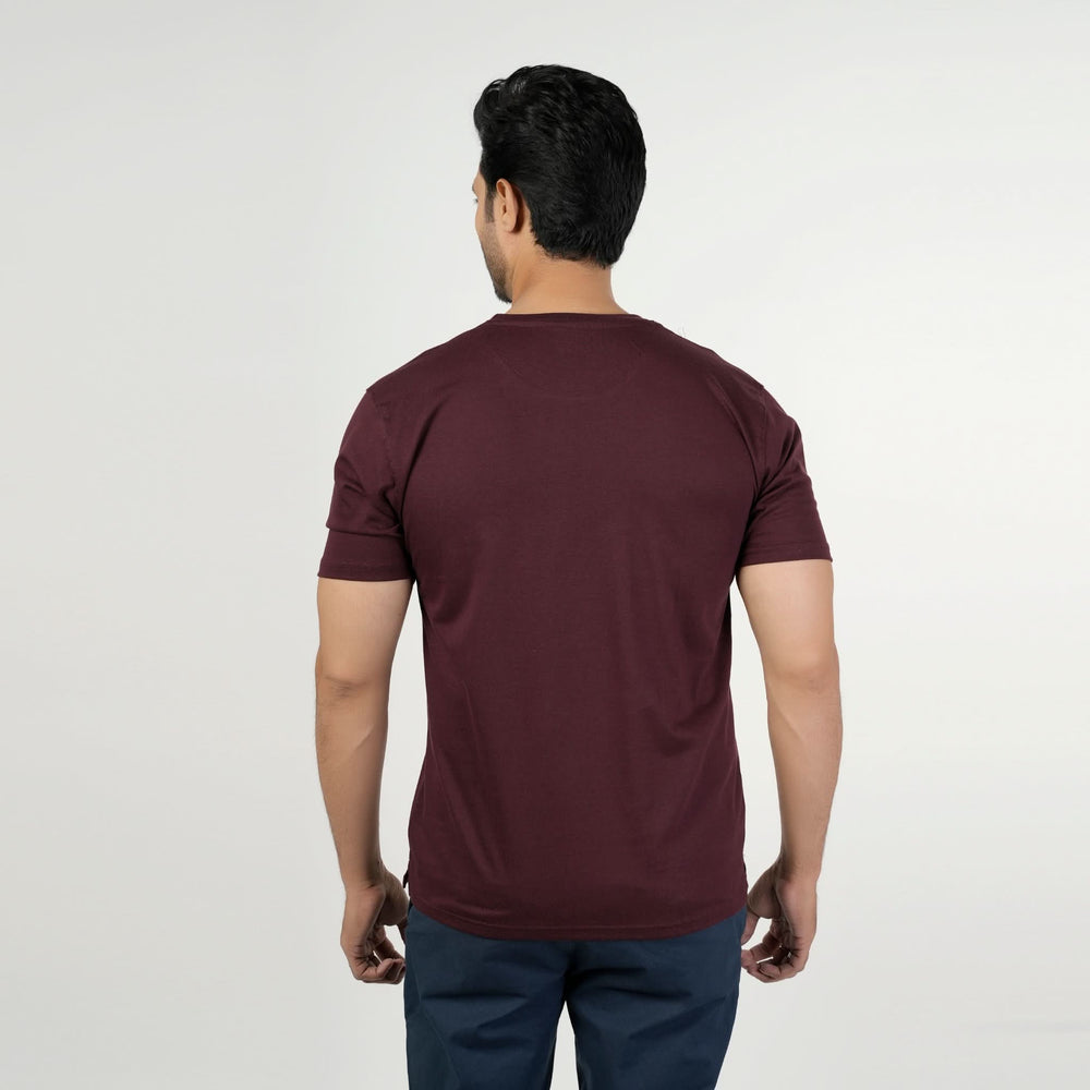 Men's Half Sleeves Round Neck Printed T-Shirt - Maroon, Men's T-Shirts & Polos, Chase Value, Chase Value