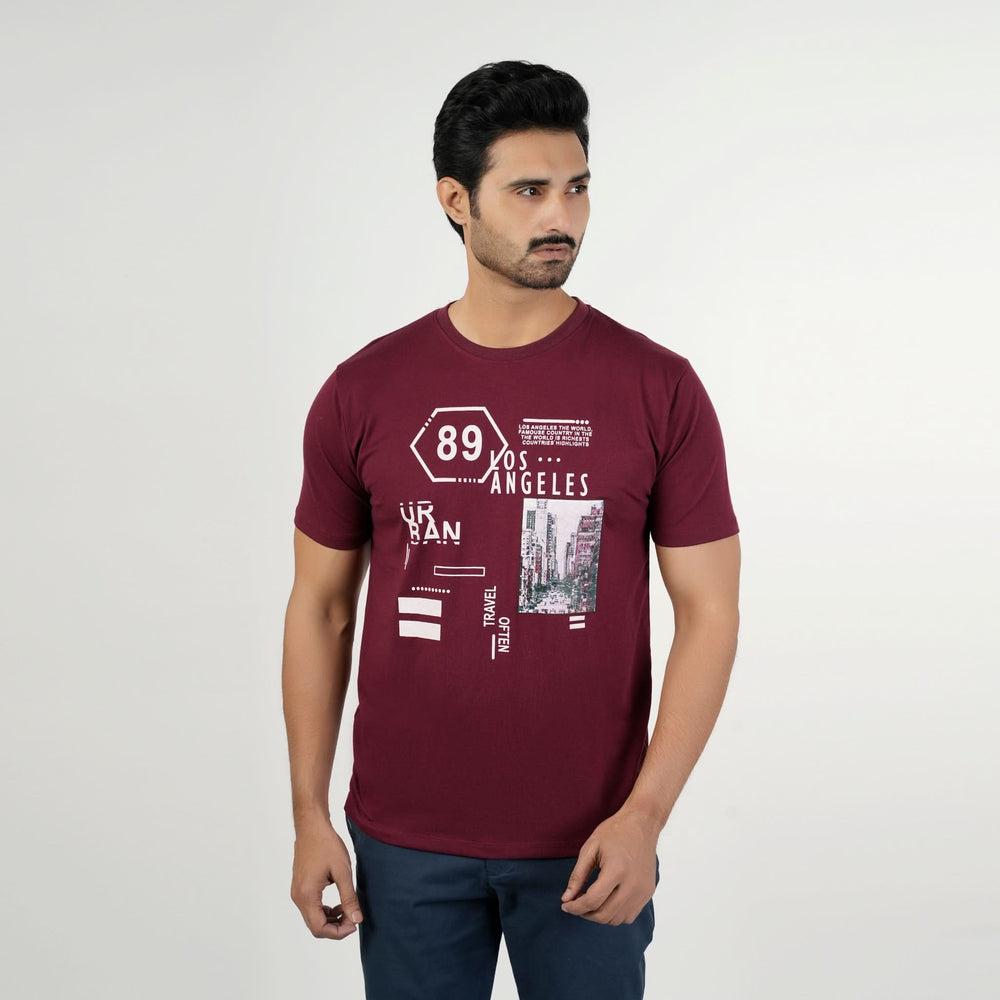Valuable Men's Half Sleeves Round Neck T-Shirt - Maroon, Men's T-Shirts & Polos, Chase Value, Chase Value