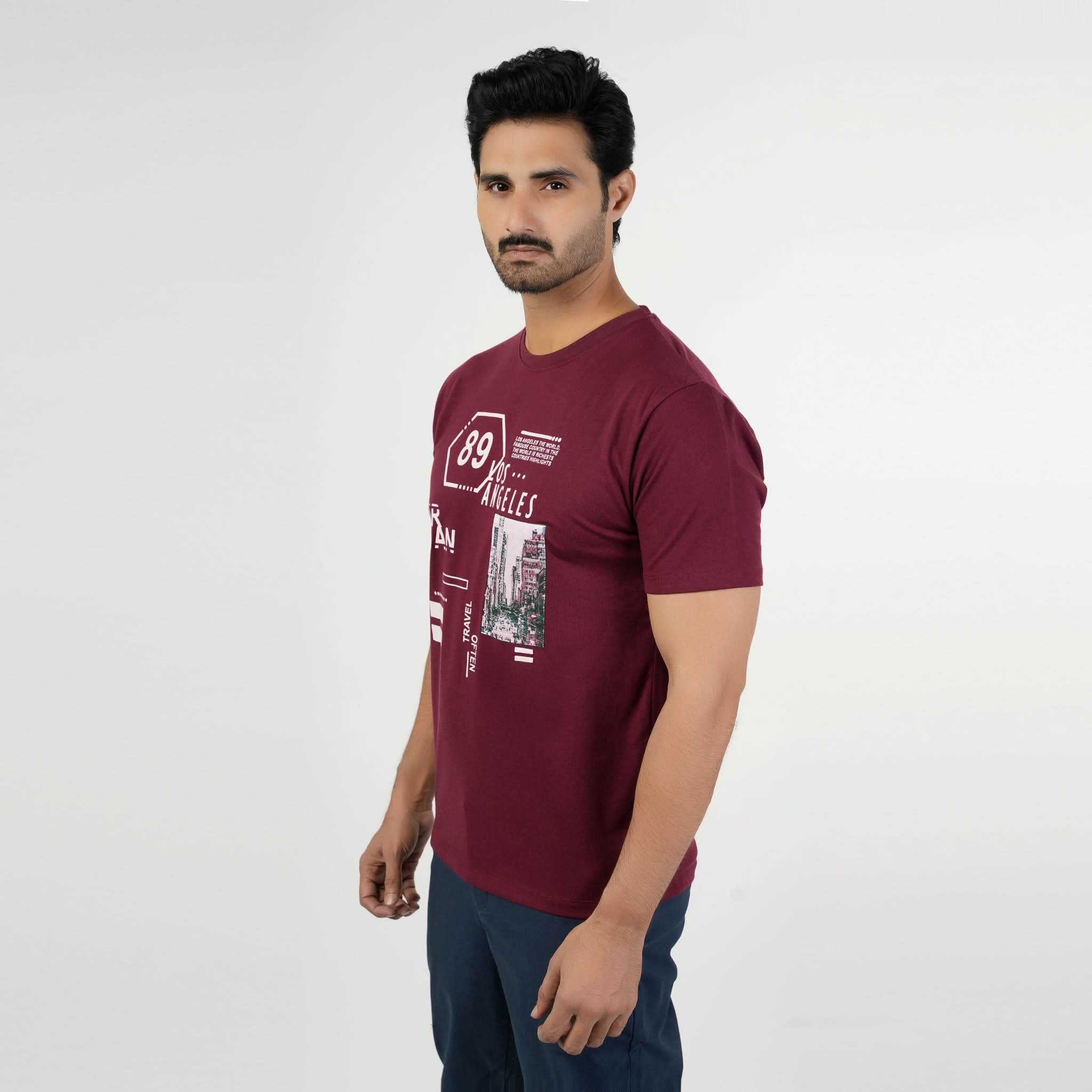 Valuable Men's Half Sleeves Round Neck T-Shirt - Maroon, Men's T-Shirts & Polos, Chase Value, Chase Value