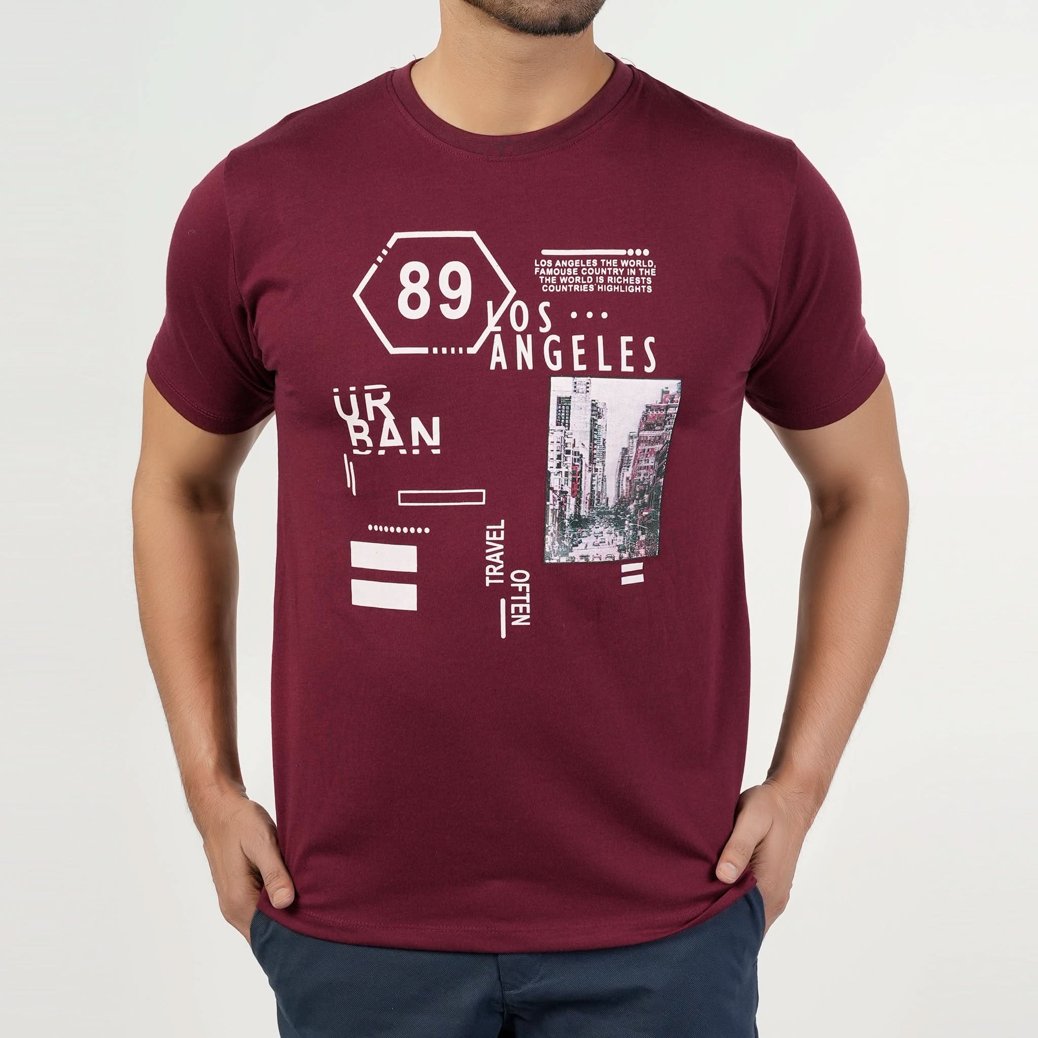 Valuable Men's Half Sleeves Round Neck T-Shirt - Maroon, Men's T-Shirts & Polos, Chase Value, Chase Value