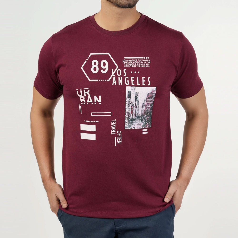 Valuable Men's Half Sleeves Round Neck T-Shirt - Maroon, Men's T-Shirts & Polos, Chase Value, Chase Value