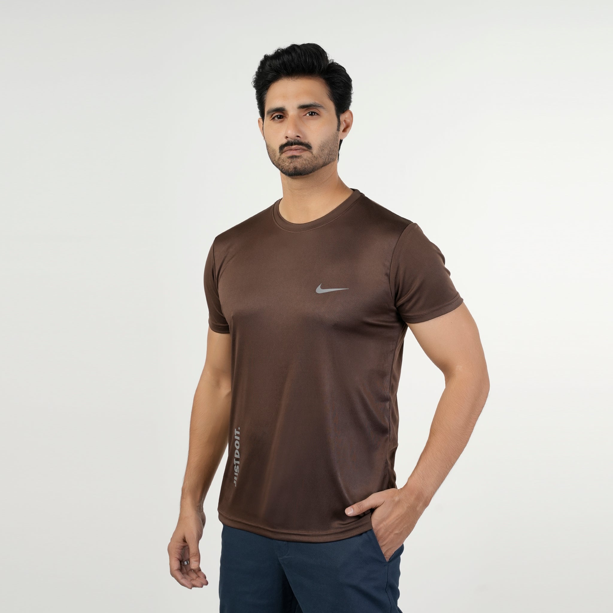 Men's Half Sleeves Round Neck T-Shirt - Brown, Men's T-Shirts & Polos, Chase Value, Chase Value