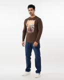 Men's Digital Printed Full Sleeves T-Shirt - Dark Brown, Men's T-Shirts & Polos, Chase Value, Chase Value
