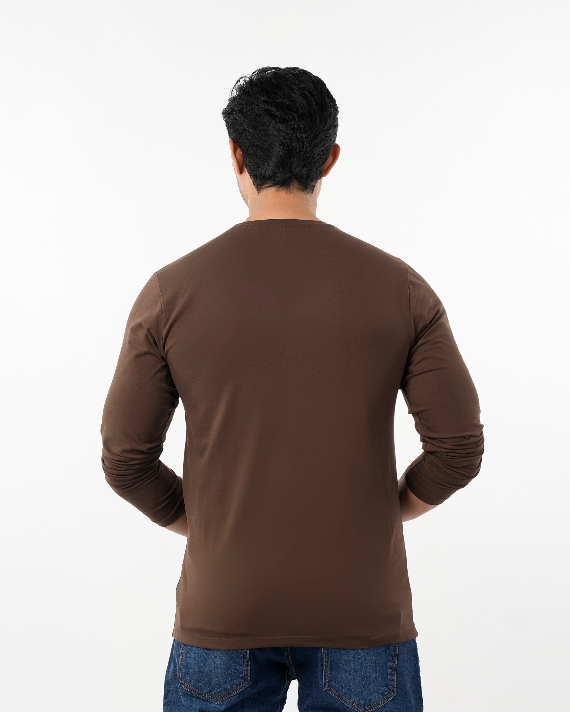 Men's Digital Printed Full Sleeves T-Shirt - Dark Brown, Men's T-Shirts & Polos, Chase Value, Chase Value