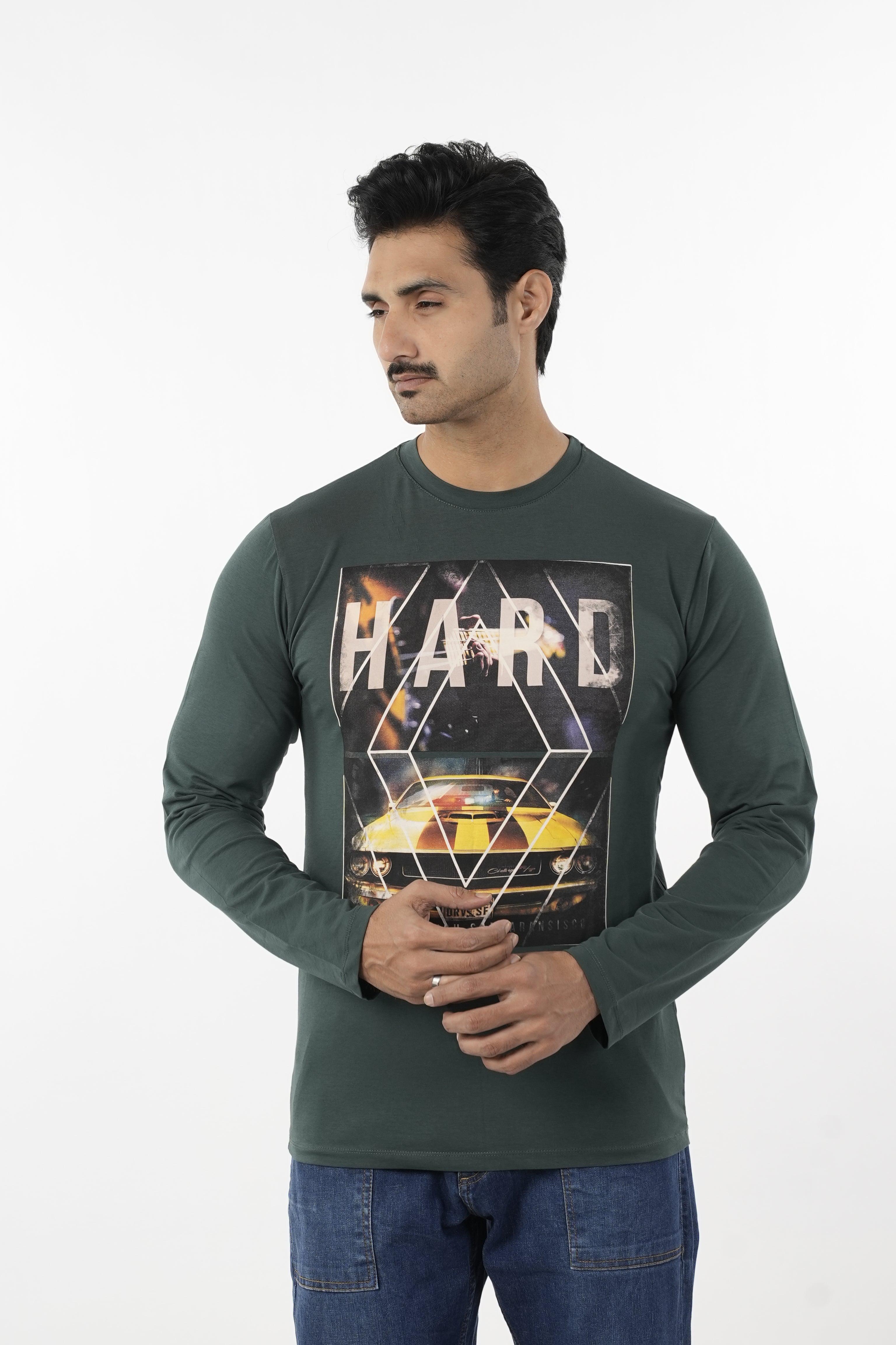 Men's Full Sleeves T-Shirt - Green, Men's T-Shirts & Polos, Chase Value, Chase Value