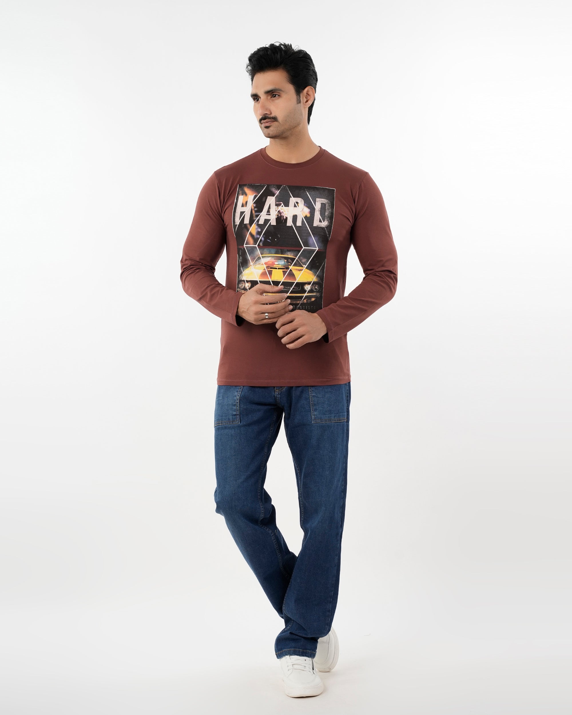 Men's Full Sleeves T-Shirt - Brown, Men's T-Shirts & Polos, Chase Value, Chase Value