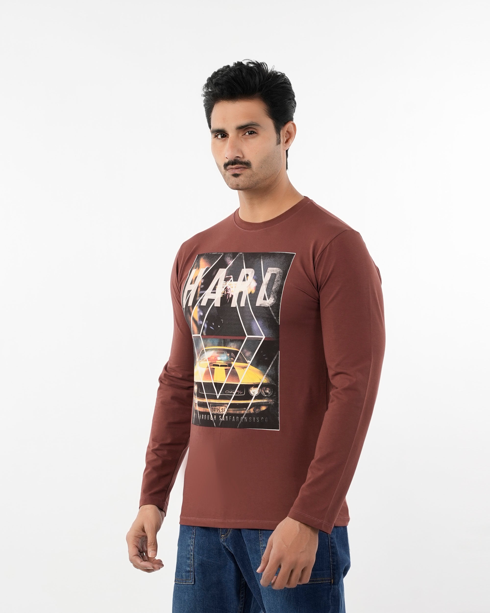 Men's Full Sleeves T-Shirt - Brown, Men's T-Shirts & Polos, Chase Value, Chase Value