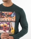 Men's Full Sleeves Printed T-Shirt - Green, Men's T-Shirts & Polos, Chase Value, Chase Value
