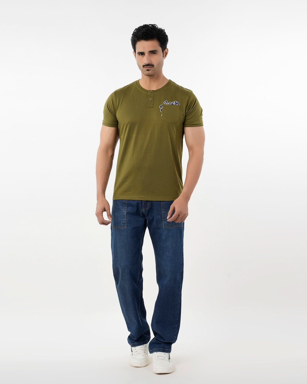 Men's Half Sleeves Round Neck Printed T-Shirt - Olive Green, Men's T-Shirts & Polos, Chase Value, Chase Value