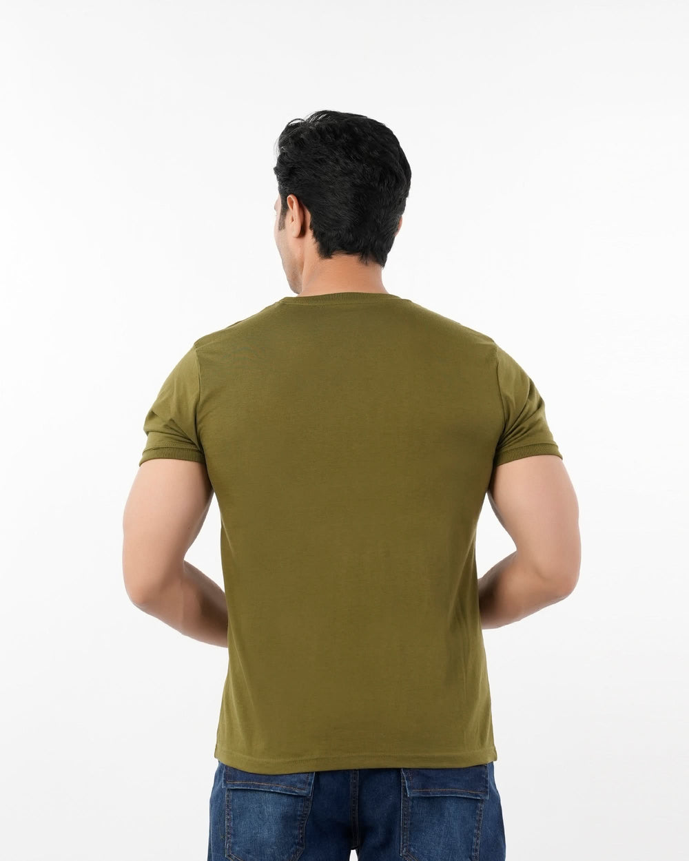 Men's Half Sleeves Round Neck Printed T-Shirt - Olive Green, Men's T-Shirts & Polos, Chase Value, Chase Value