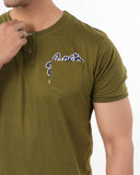 Men's Half Sleeves Round Neck Printed T-Shirt - Olive Green, Men's T-Shirts & Polos, Chase Value, Chase Value
